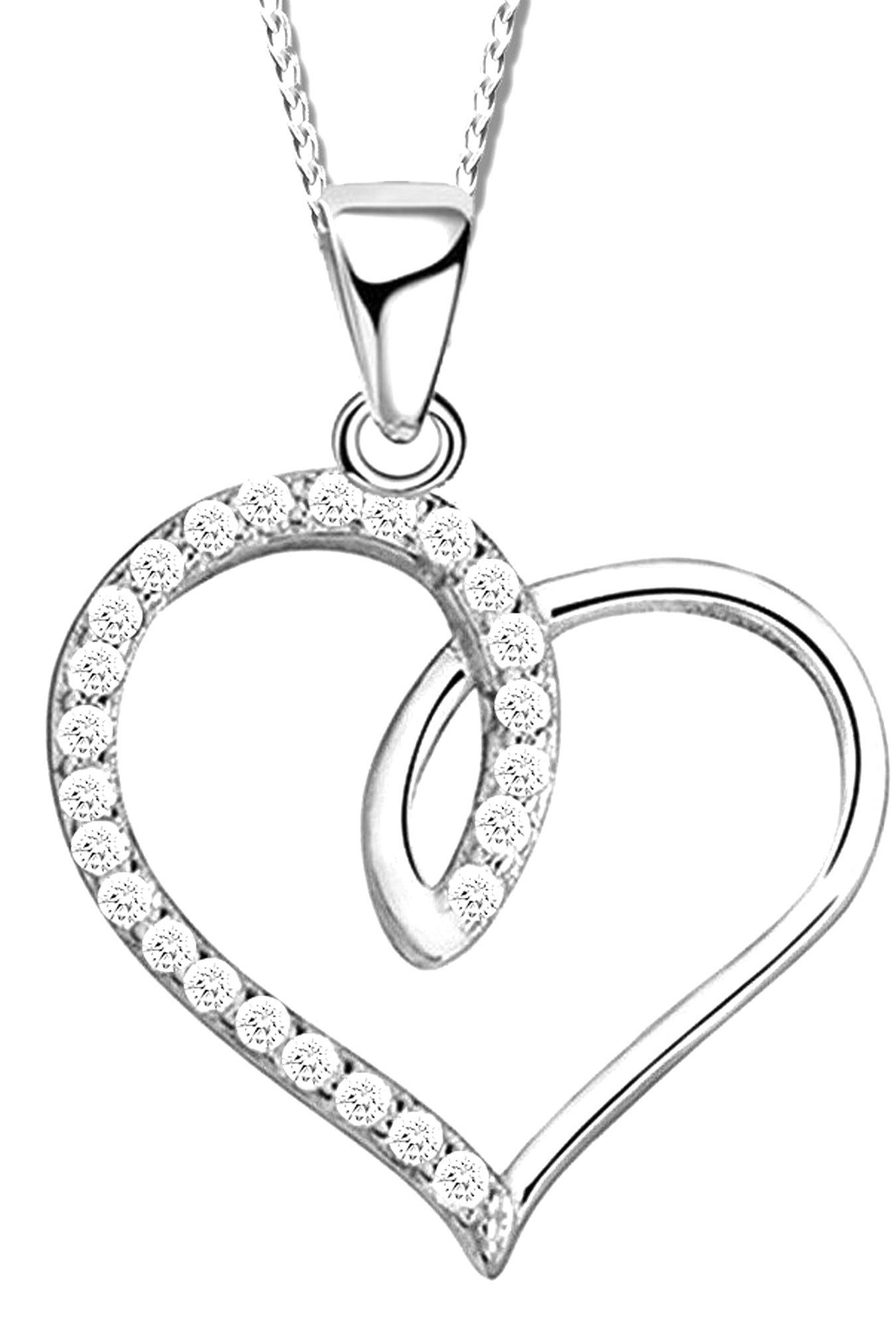 Kette mit Anhänger Damen Frauen 925 Silber Herzkette Halskette mit Herz