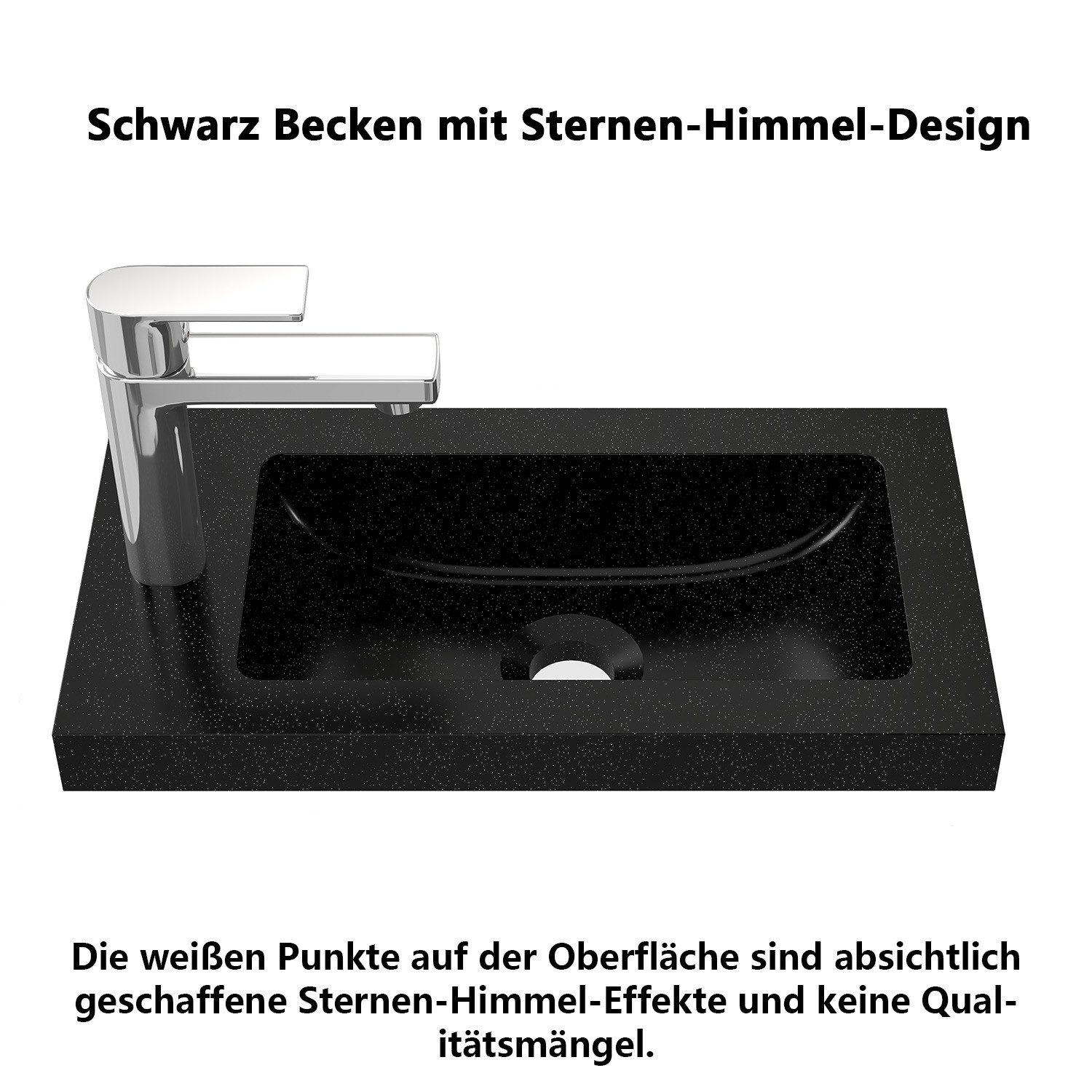 duschspa Waschtisch 45 cm Breite Waschbecken mit Unterschrank Gäste WC, Schwarz Becken