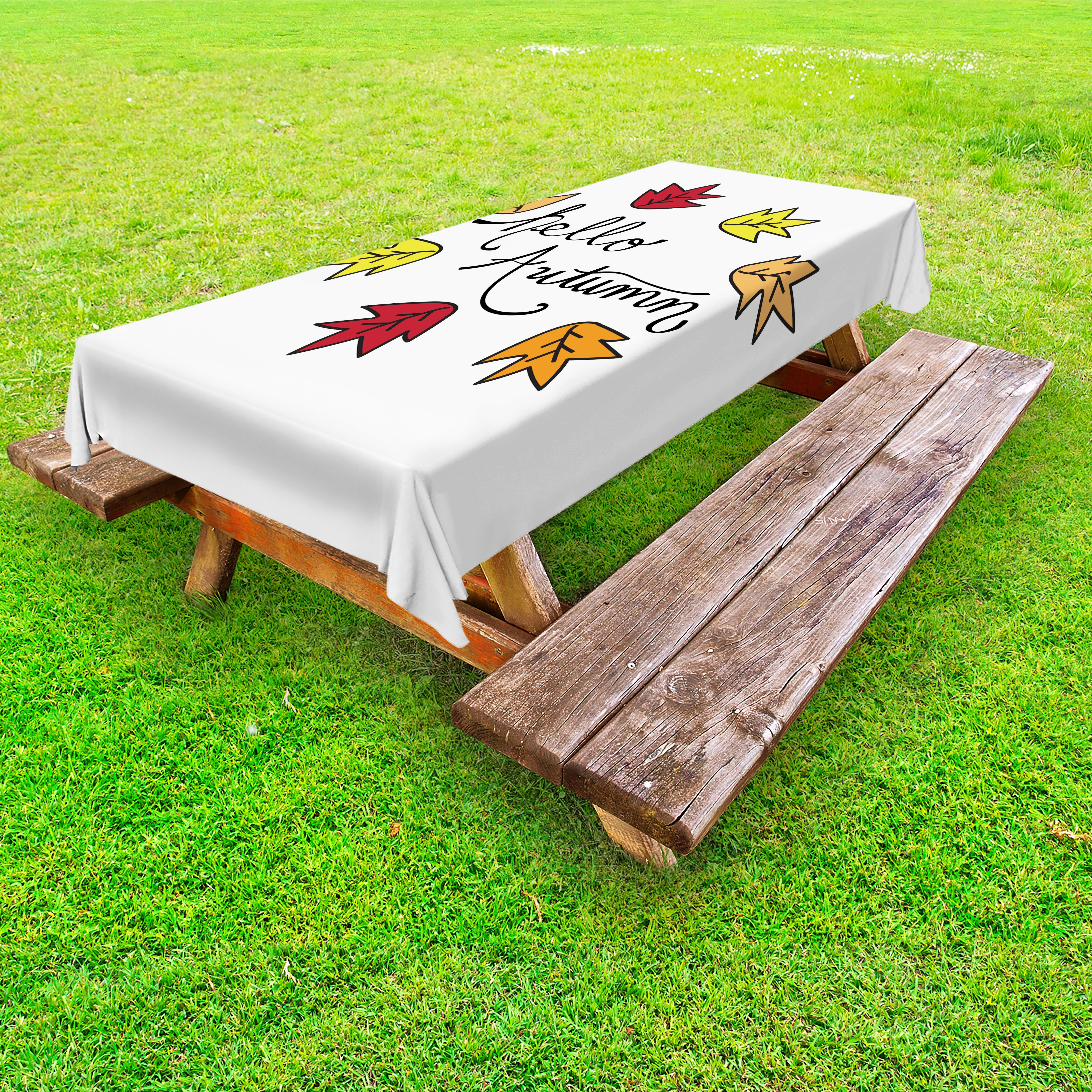 Abakuhaus Tischdecke dekorative waschbare Picknick-Tischdecke, Hallo Herbst Gruß Herbst