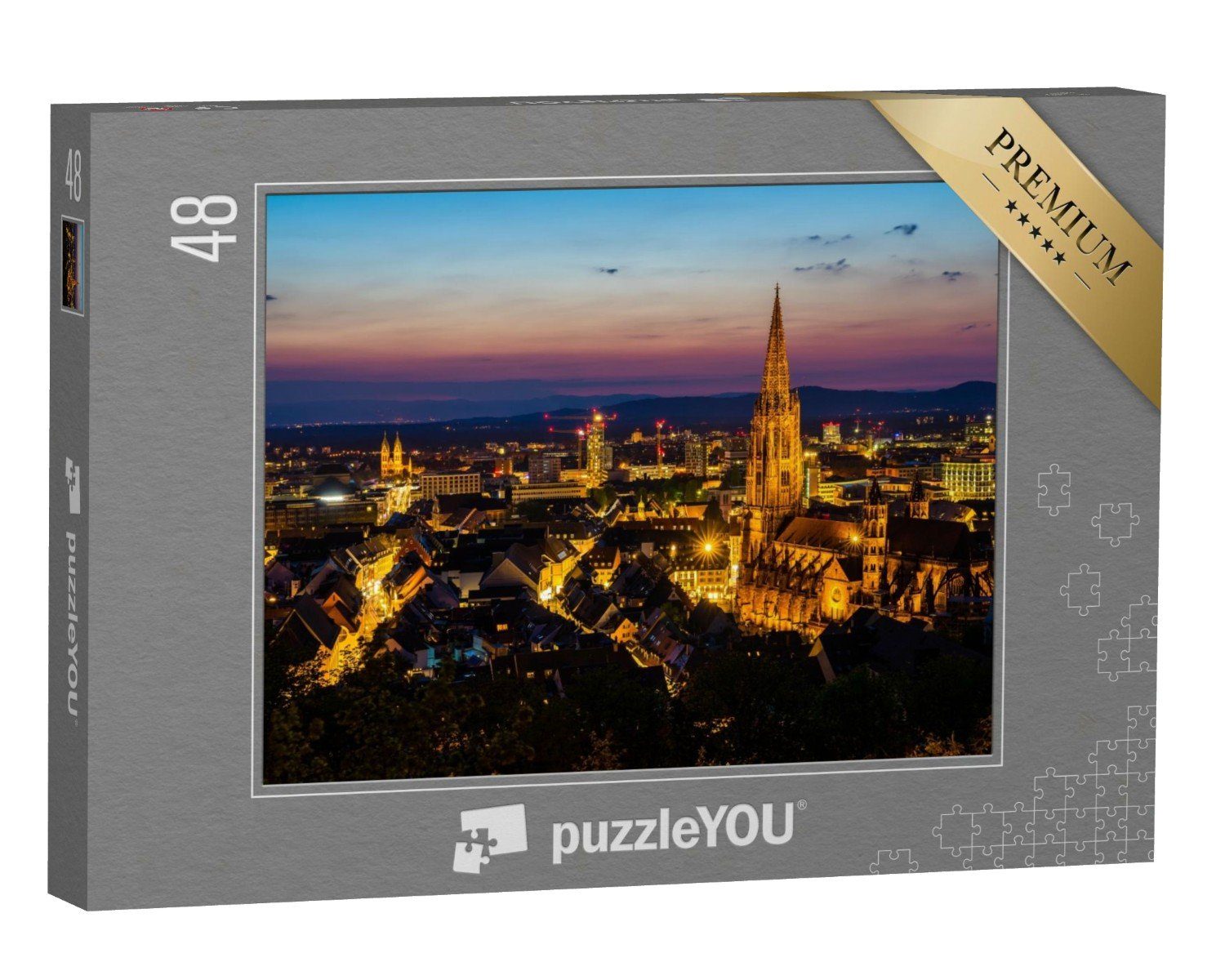 puzzleYOU Puzzle Freiburg im Breisgau bei Nacht, 48 Puzzleteile,  puzzleYOU-Kollektionen Freiburger Münster