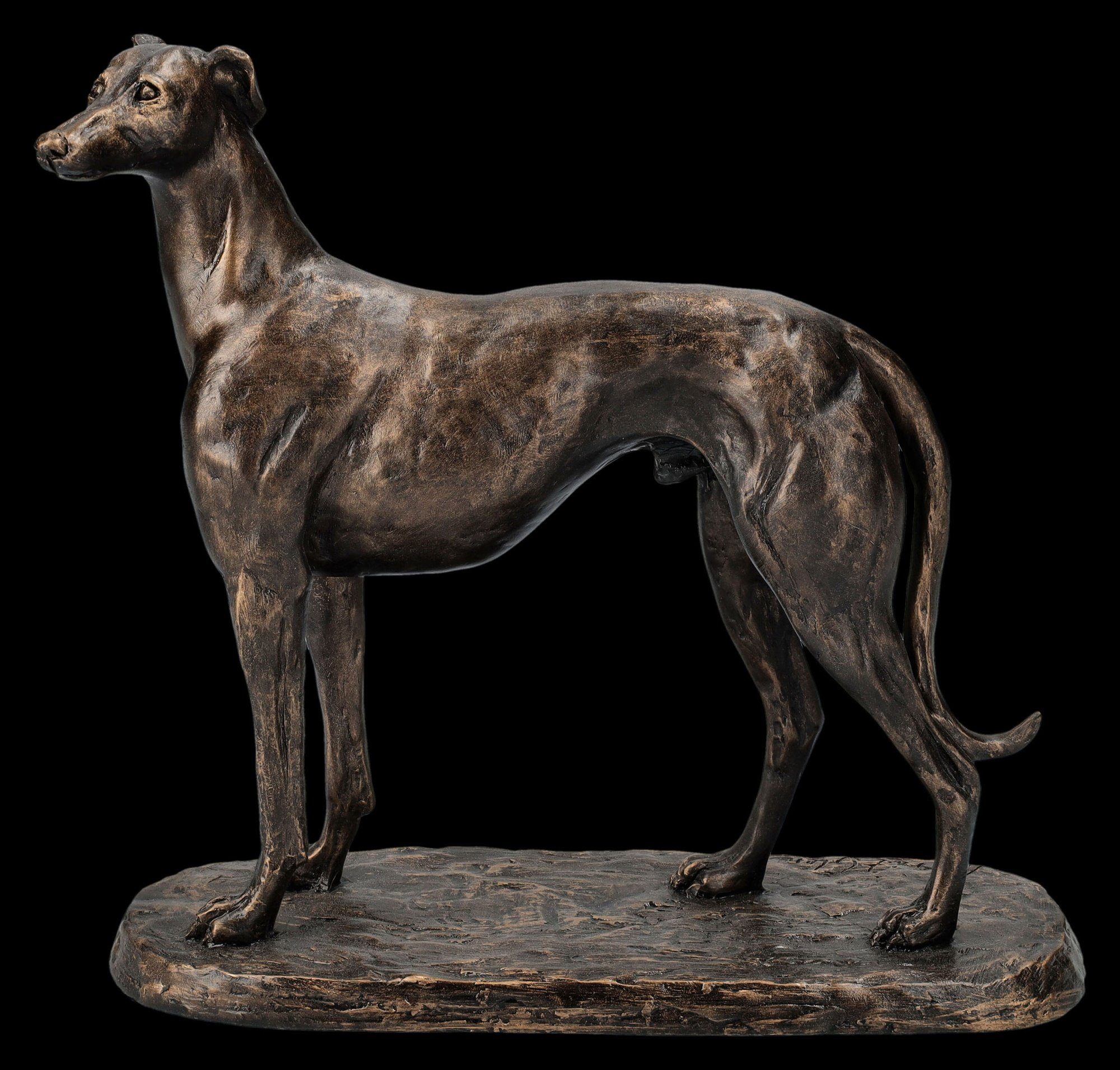 Figuren Shop GmbH Tierfigur Windhund Figur - Gus der Greyhound - Hundefigur Dekofigur Dekration