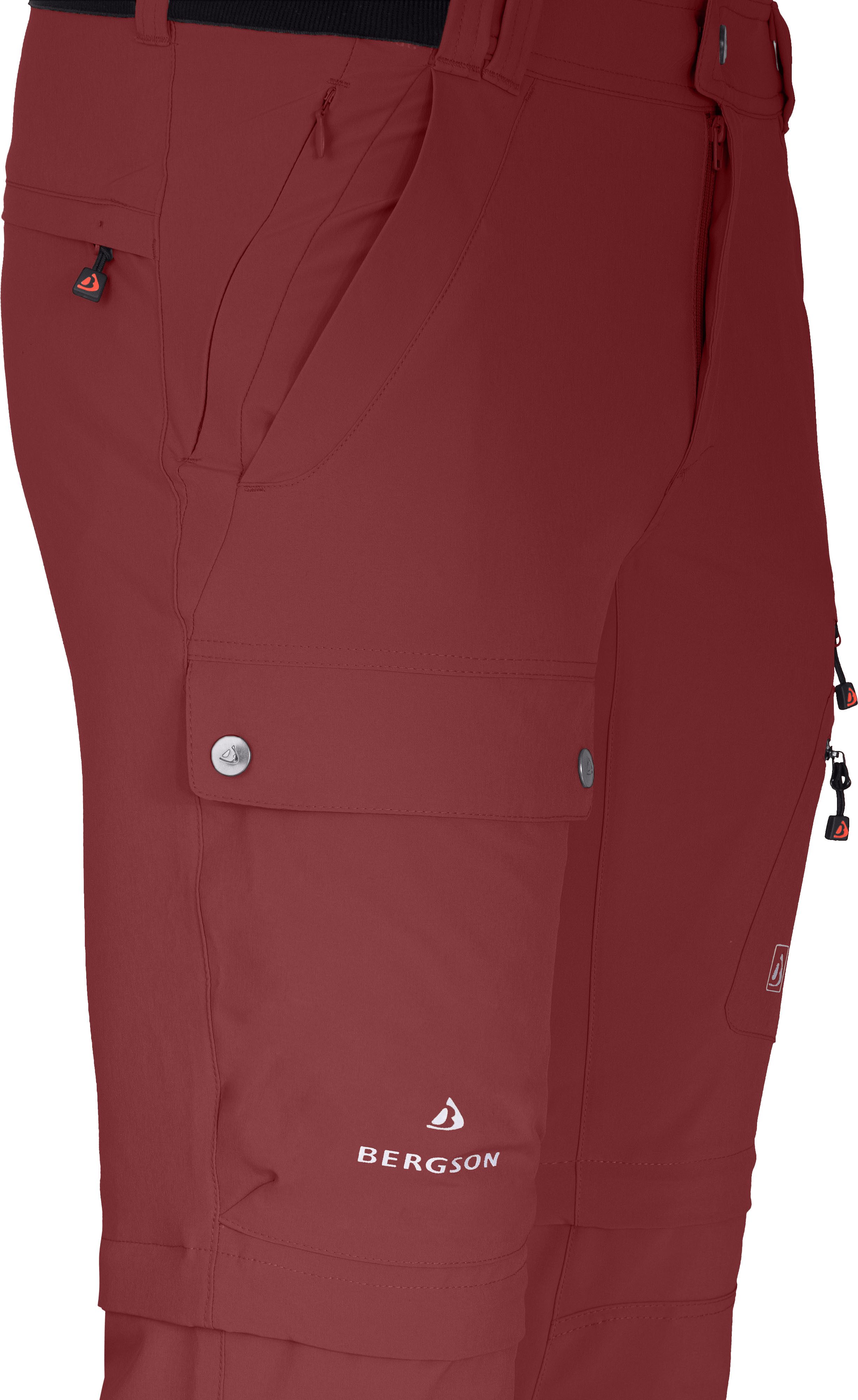 Bergson Outdoorhose FROSLEV Bermuda Zipp-Off Herren Wanderhose, recycelt, elastisch, 7 Taschen, Normalgrößen, rot