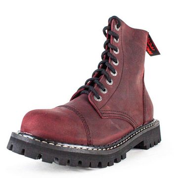 ANGRY ITCH Angry Itch 08-Loch Leder Stiefel Vintage Bordeaux Größe 42 Schnürstiefel aus echtem Leder, mit Stahlkappe