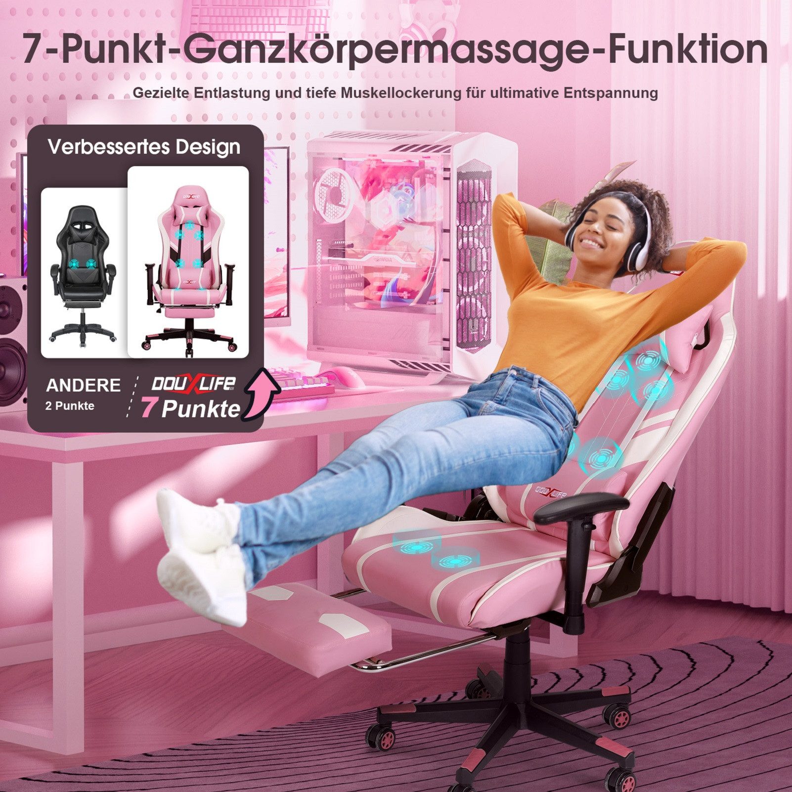 Douxlife Gaming-Stuhl (Ergonomischer Gaming Sessel mit günstig online kaufen