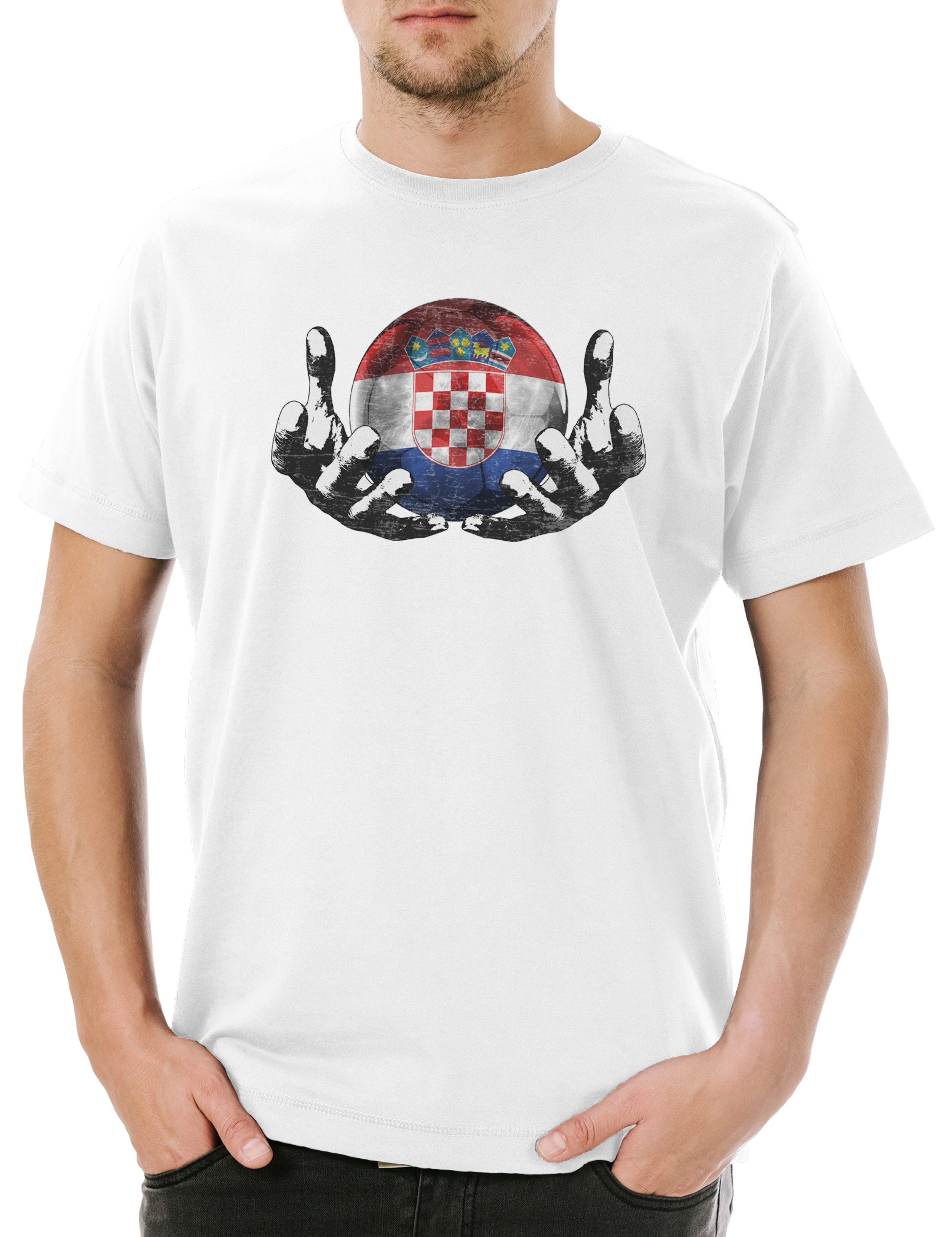 Print-Shirt Croatia Football Magic Ball Herren T-Shirt Kroatien Kroatisch