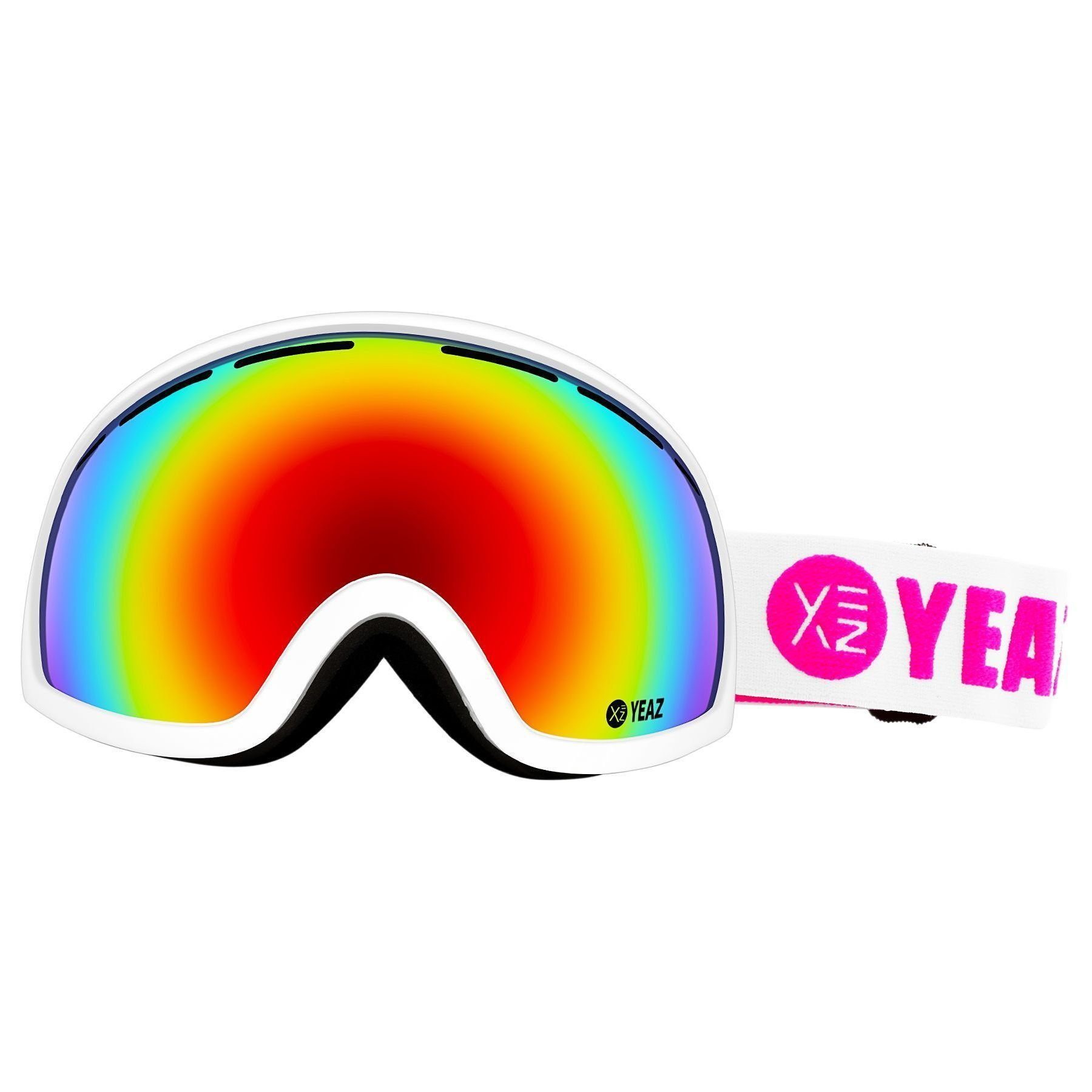 YEAZ Skibrille PEAK Ski- Snowboardbrille rot/weiß, Premium-Ski- und Snowboardbrille für Erwachsene und Jugendliche