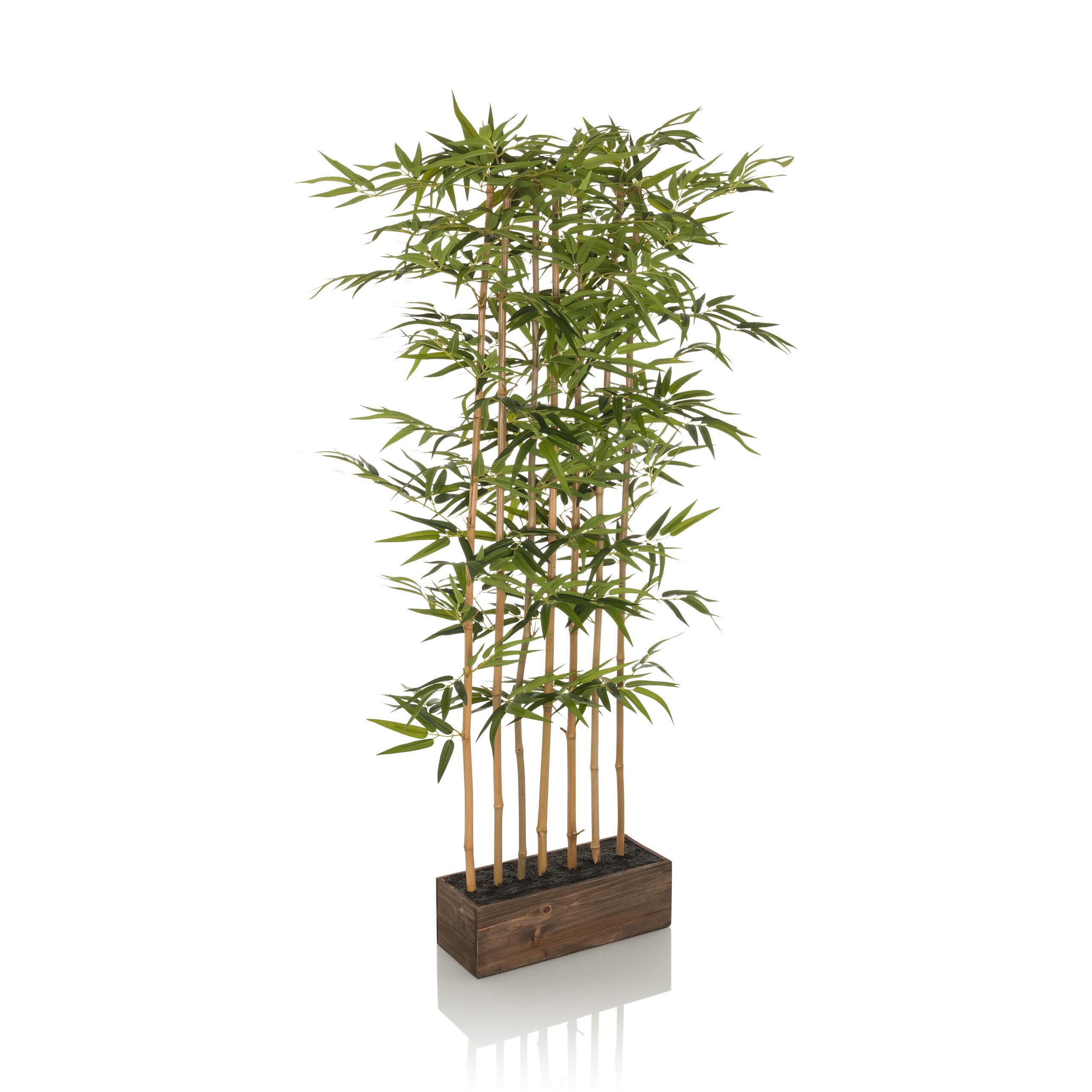 Kunstpflanze BAMBUS I Künstliche Pflanze Höhe 150.0 cm Bambus Bambus, hjh OFFICE, Höhe 150.0 cm, Künstliche Pflanze im Holz-Topf Echtholzstamm Kunstbambus Sichtschutz