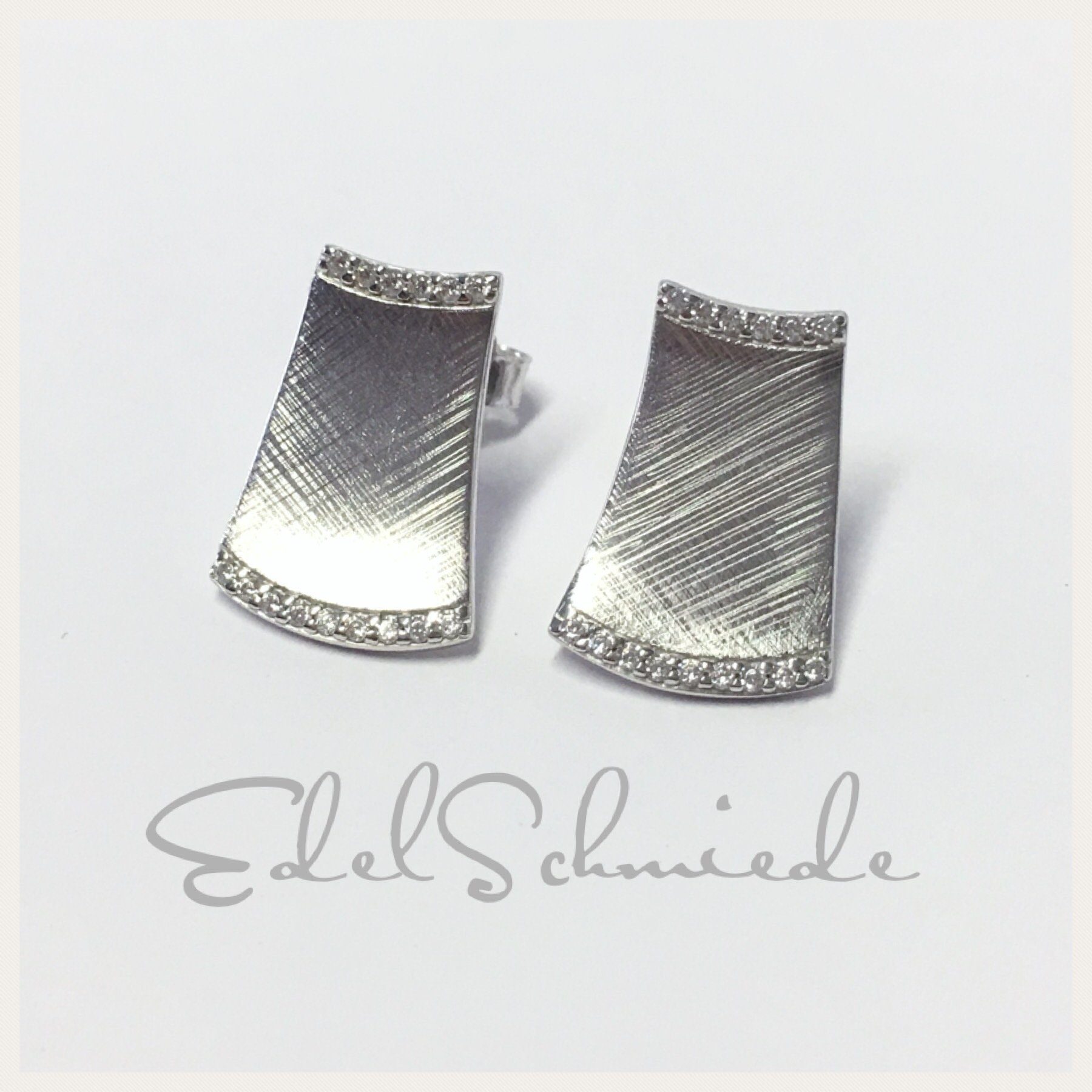 Ohrstecker-Set Edelschmiede925 schlichte Ohrstecker 925 Silber rhod mit Zirkonia