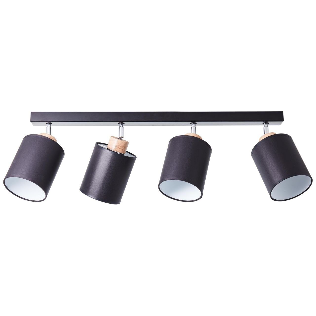 Lampe, Vonnie 4flg Brilliant Spotbalken Vonnie, schwarz/holzfarbend, Deckenleuchte Metall/Holz/Textil