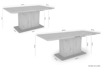 Homexperts Essgruppe Aiko, (Set, 5-tlg., Esstisch mit 4 Stühlen), Tisch mit Auszugsfunktion, Breite 160-200 cm