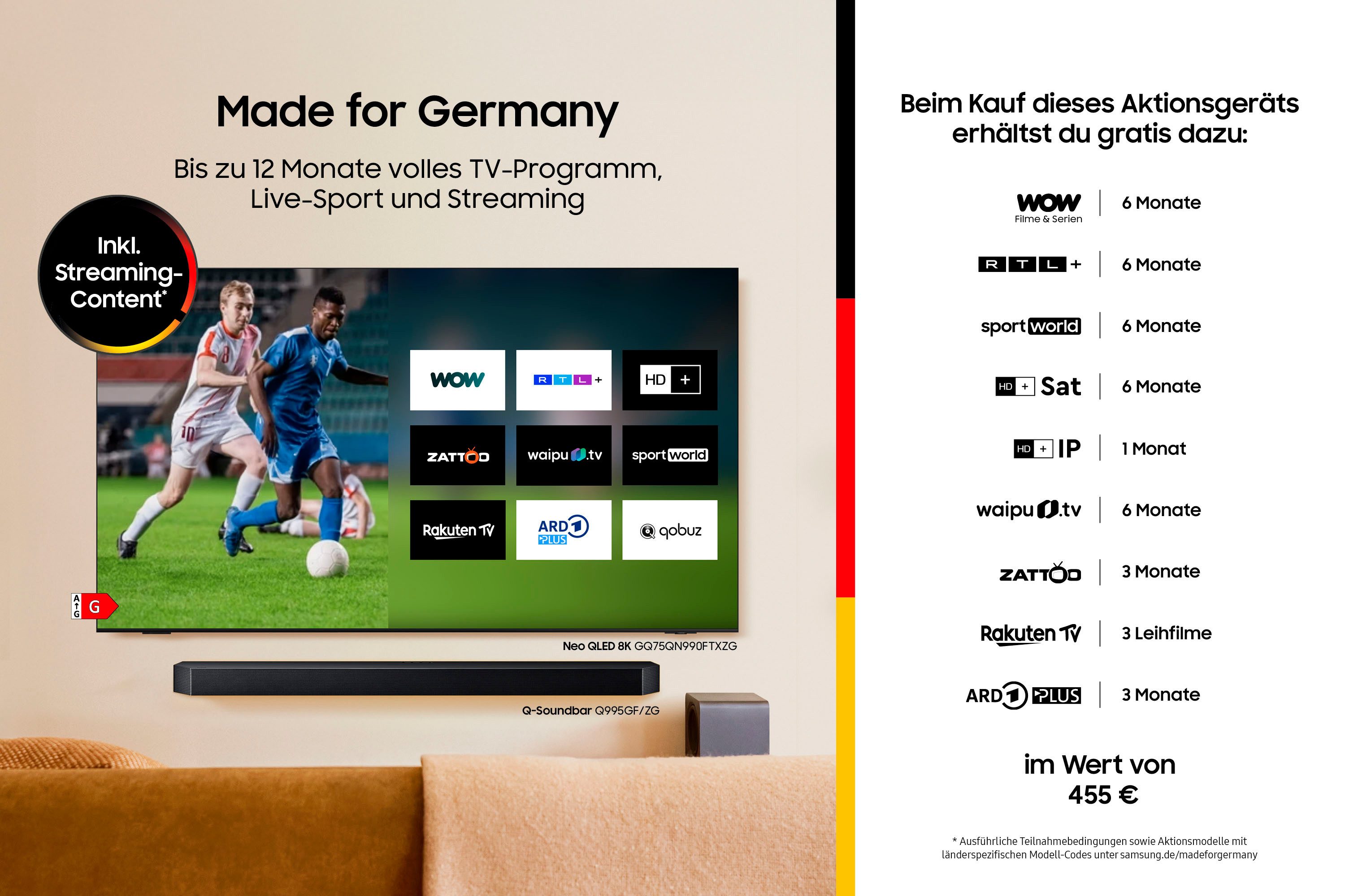 Samsung GQ50QN90FAT QLED-Fernseher (125 cm/50 Zoll, 4K Ultra HD, Smart-TV, NQ HDR, Glare Free, Upscaling Pro, Dolby Atmos & AI Sound, bis 165Hz)