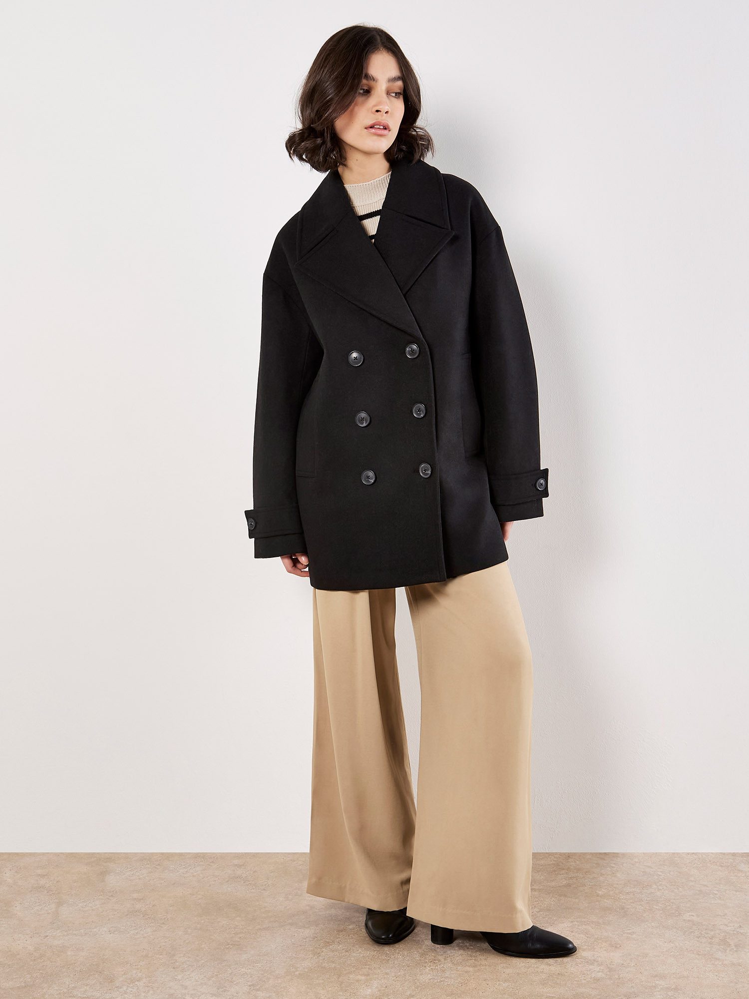 Apricot Kurzjacke Zweireiher-Jacke mit Reverskragen