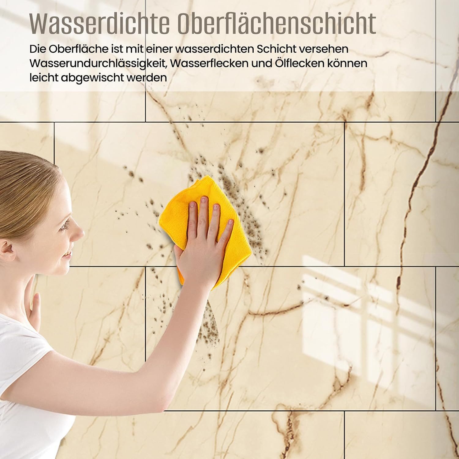 Agger Fliesenaufkleber Marmor, 10 Stück Marmor Fliesen Selbstklebend, KüChenrückwand (10 St), Wandfliesen Selbstklebend, 60 X 30 cm Klebefliesen Wasserfest