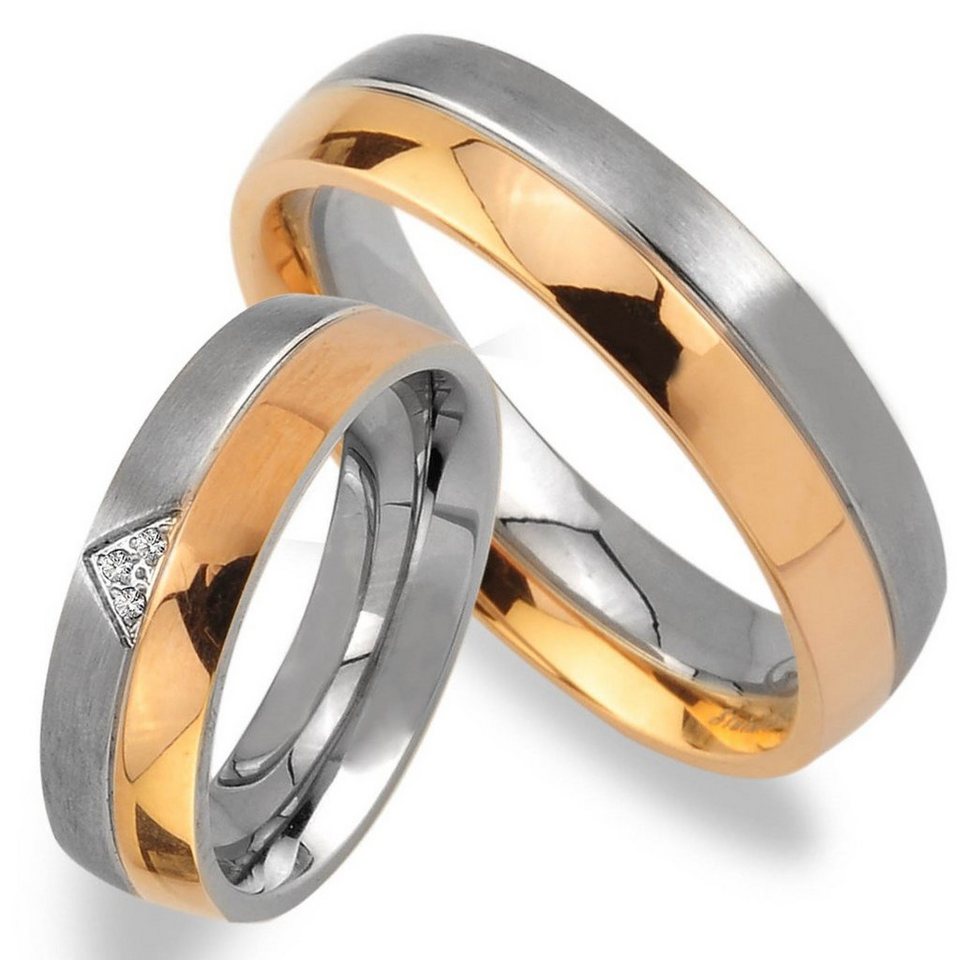 Trauringe123 Trauring Hochzeitsringe Verlobungsringe Trauringe Eheringe  Partnerringe aus Edelstahl Ring Gold Platiert JE25