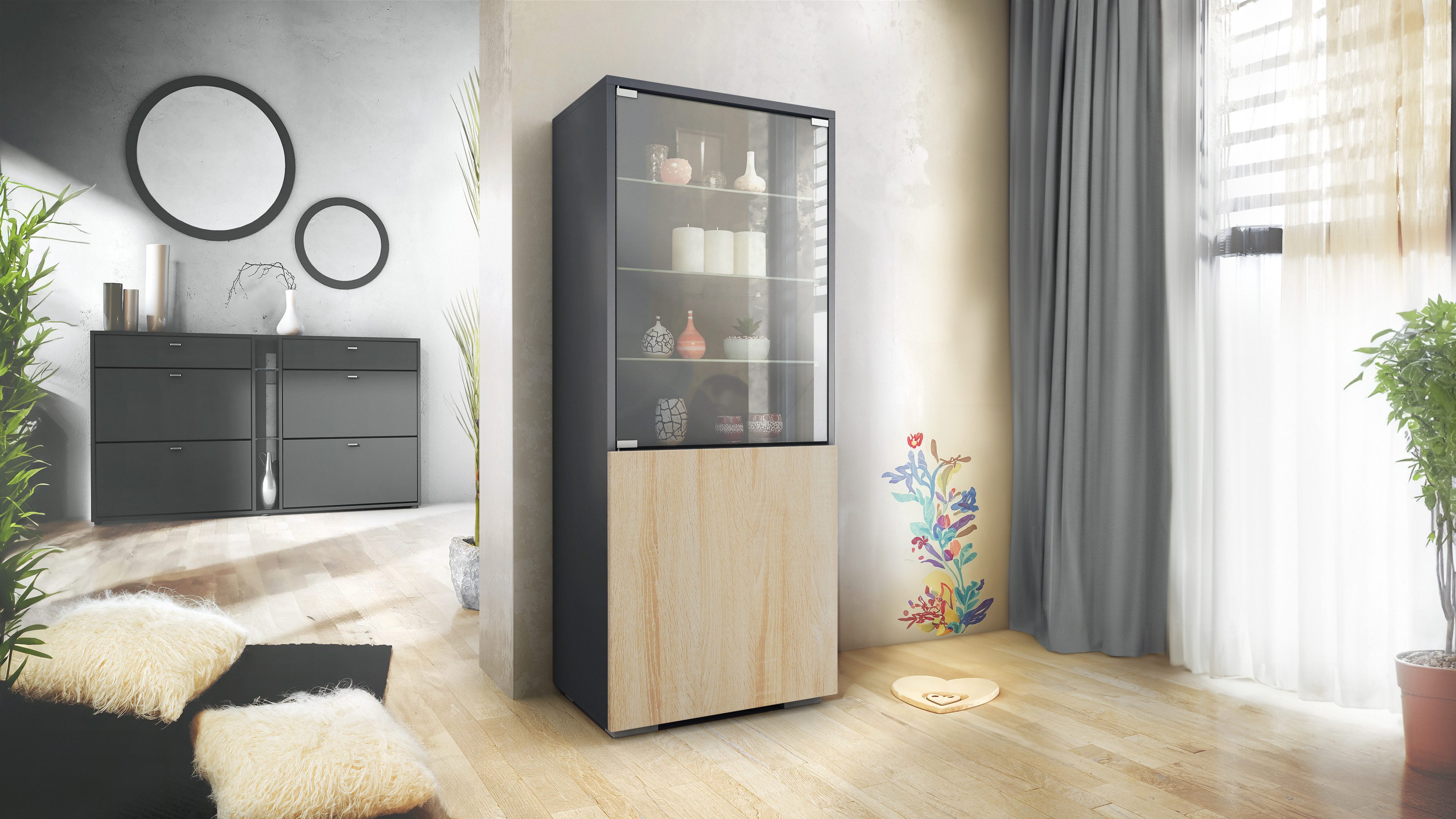 Vladon Standvitrine Granada (Vitrinenschrank, mit Glastür günstig online kaufen