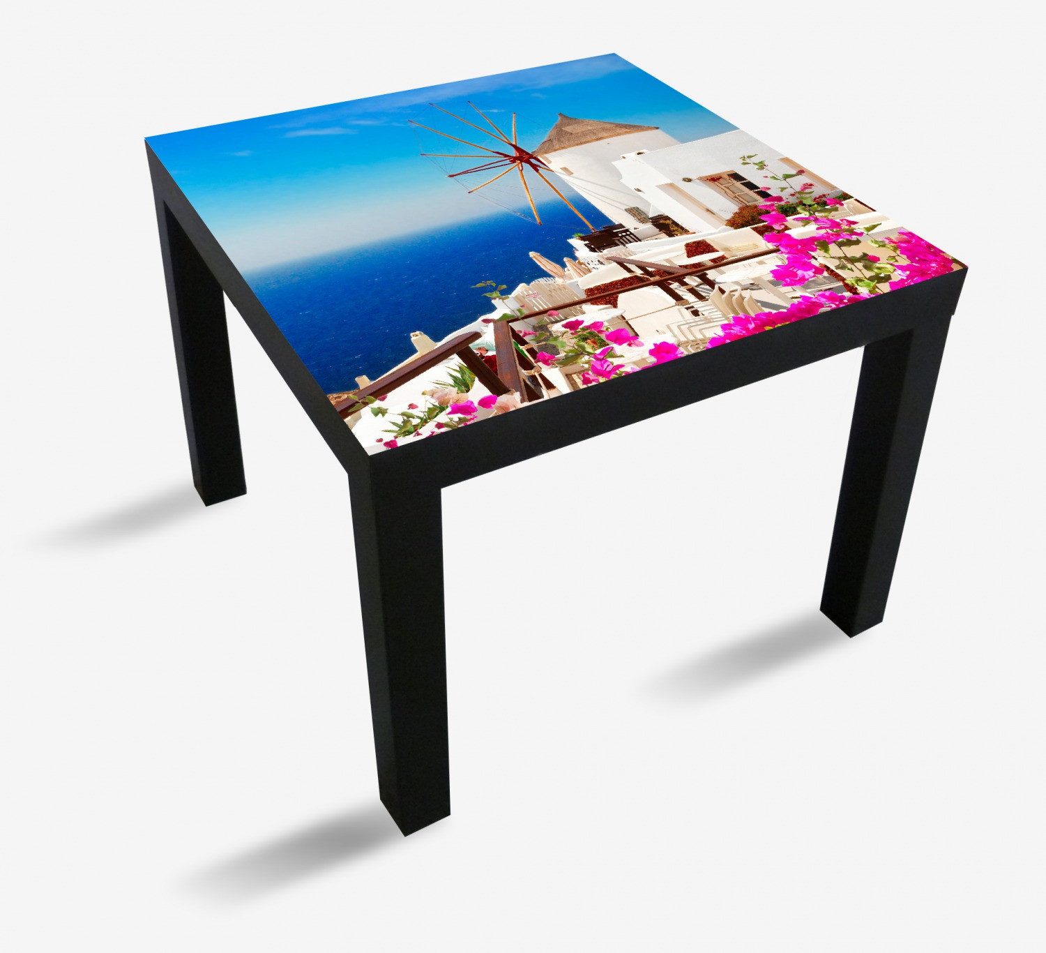 Wallario Möbelfolie Windmühle über azurblauem Meer