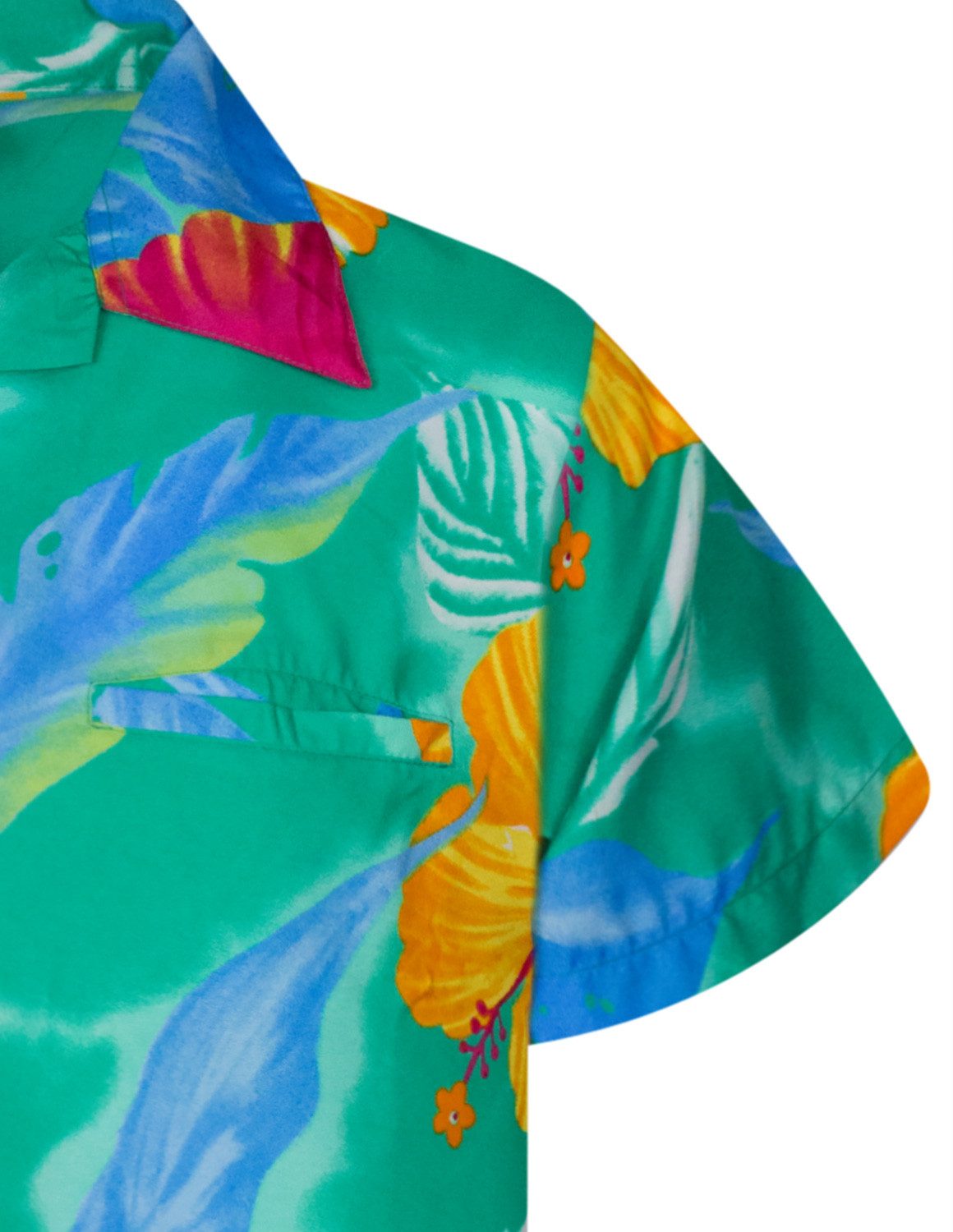 King Kameha Hawaiihemd Big Flower Funky Hawaii-Hemd Kurzarm Front-Tasche Stylish Unisex