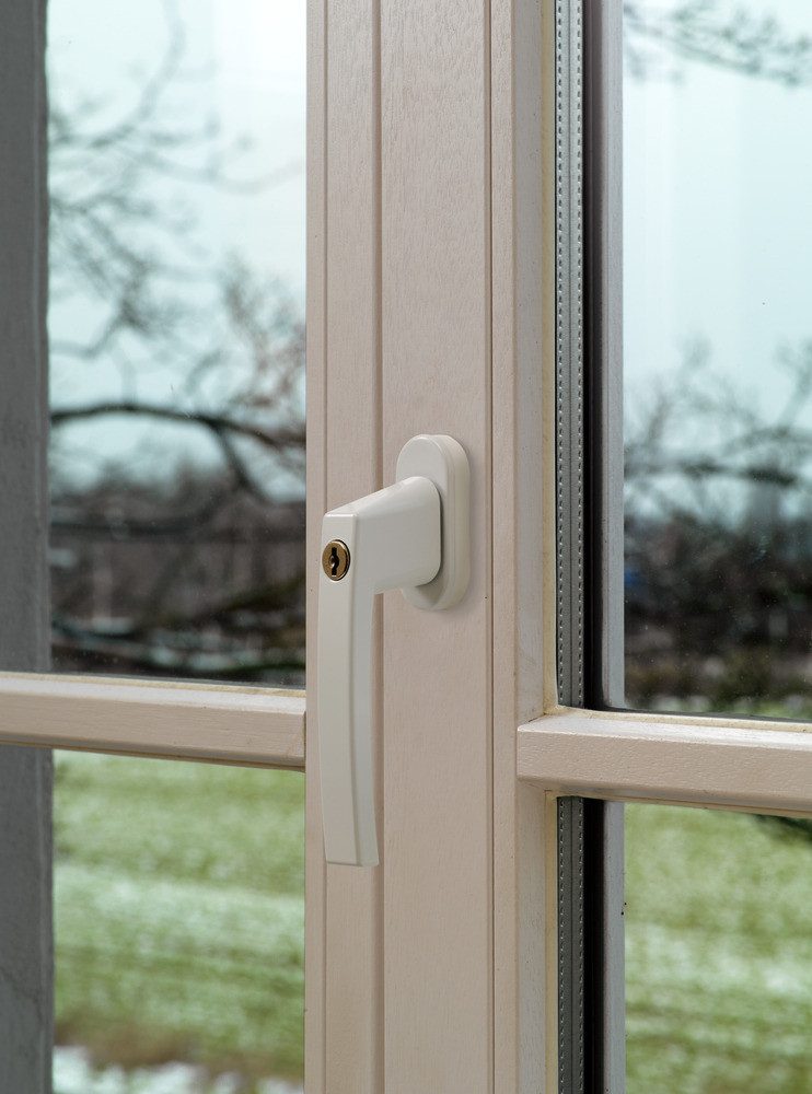 ABUS Fenstergriff Abschließbarer Fenstergriff FG210 gl. mit Druckzylinder, 5er Set, Weiß, Inkl. Wendeschlüssel und Montagematerial. Als Kindersicherung geeignet