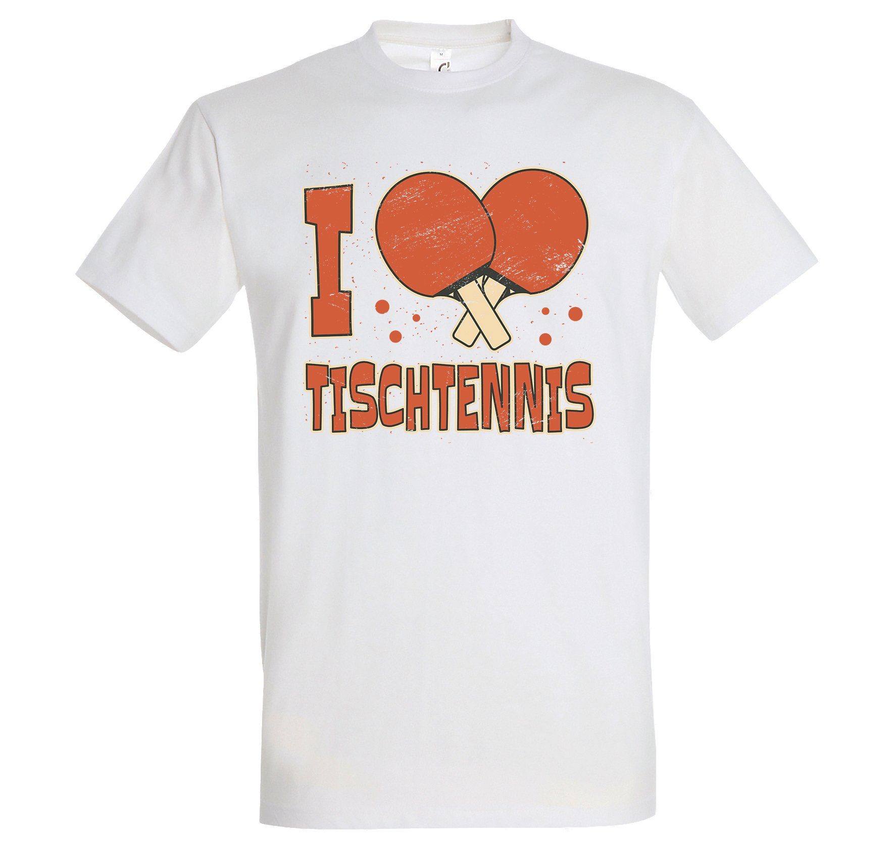 Youth Designz Print-Shirt I love Tischtennis Herren T-Shirt mit lustigem Spruch Weiss
