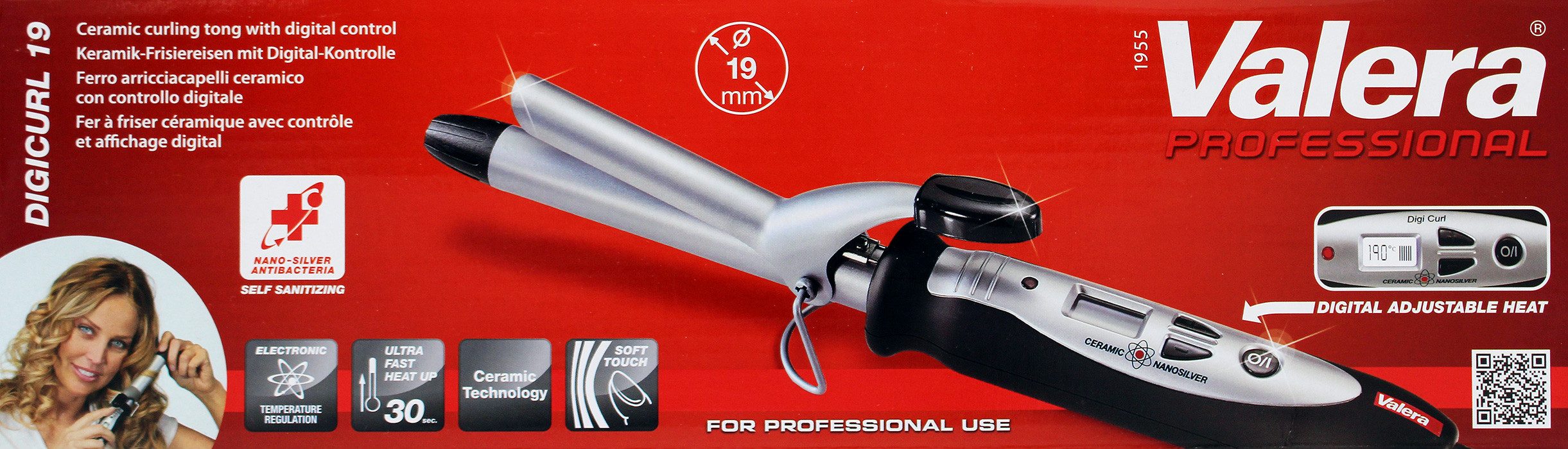 Valera Lockenstab Valera 641.19 Digital Curler Lockenstab 19mm bis 190°C schwarz/silber