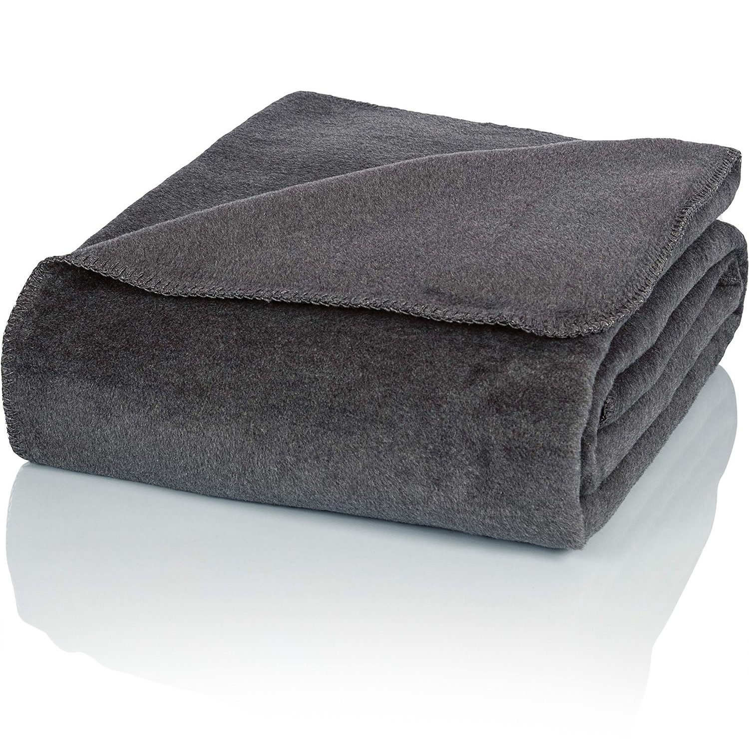 Wolldecke U2A Kuscheldecke Baumwolle Grau Uni 150x200cm Sofadecke warm weich, Glart