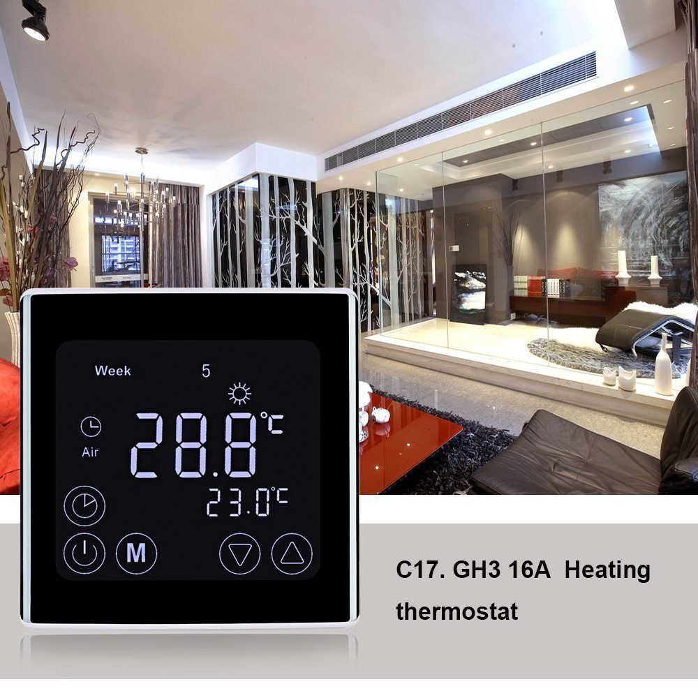 Daskoo Raumthermostat LCD Thermostat, Wandheizung Smart Programmierbare, Digital Fußbodenheizung Home Raumthermostat Wifi