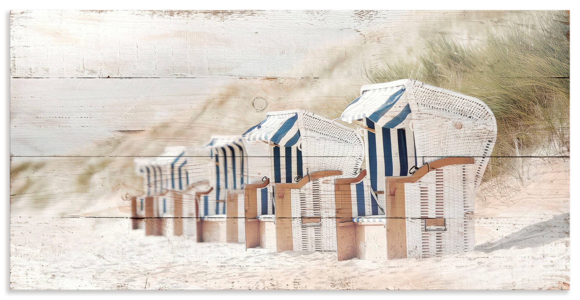 OTTO home Leinwandbild Strandkörbe in Holzoptik, Strandbilder (1 St)