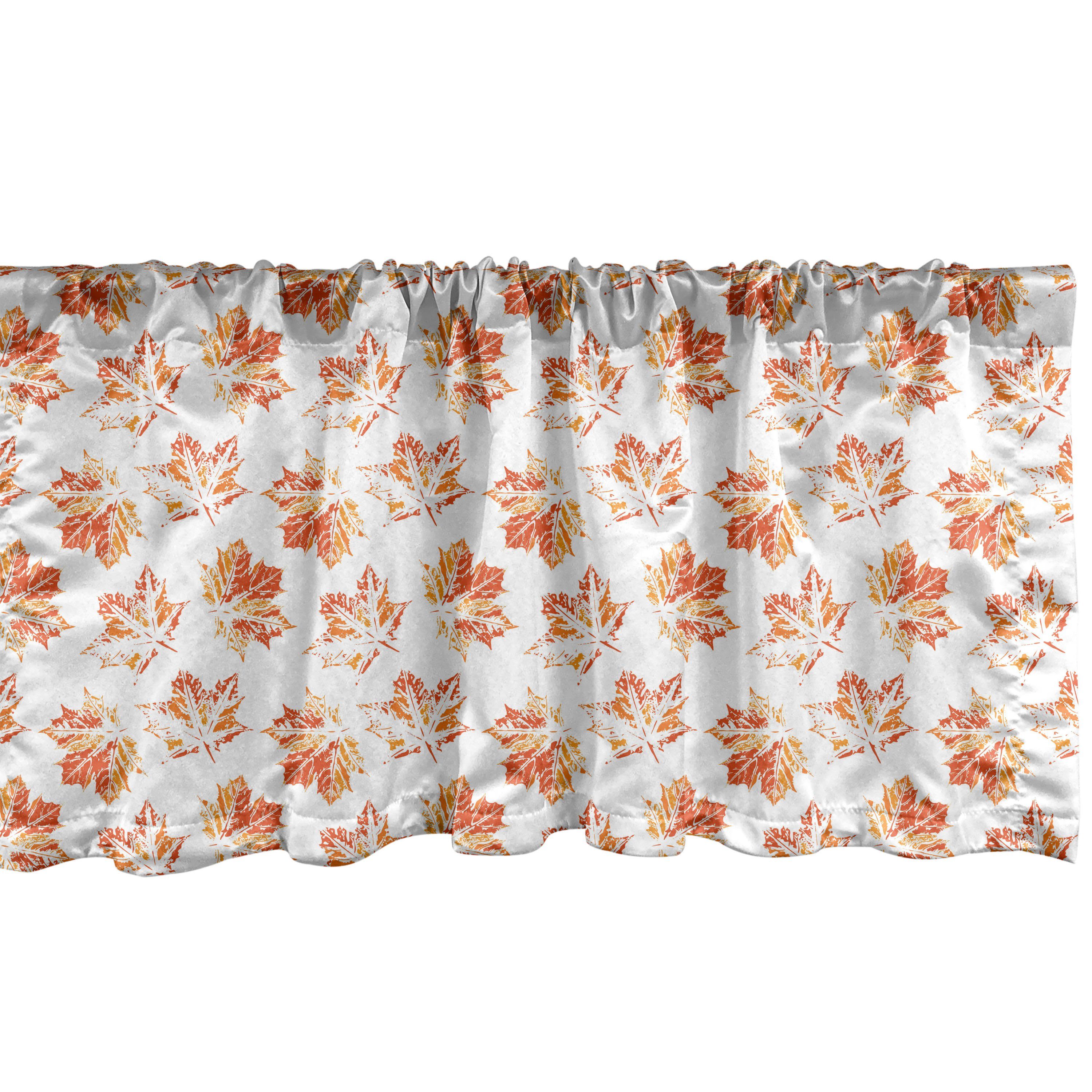 Scheibengardine Vorhang Volant für Küche Schlafzimmer Dekor mit Stangentasche, Abakuhaus, Microfaser, Orange Autumn Leaves Pattern
