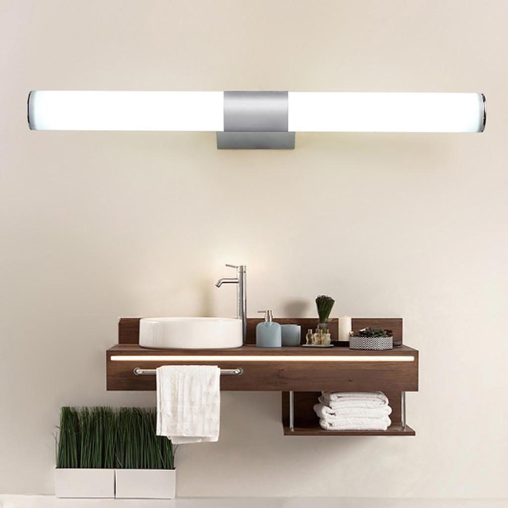 Spiegelleuchte Licht Warmweiß, Kommode LETGOSPT LED Badezimmer integriert, Aufbau-Lampe, LED 55CM Wand LED Kalteweiß, Spiegel-Leuchte Make-up Ständer Aufbaulampe fest Bad Beleuchtung Wandleuchte,