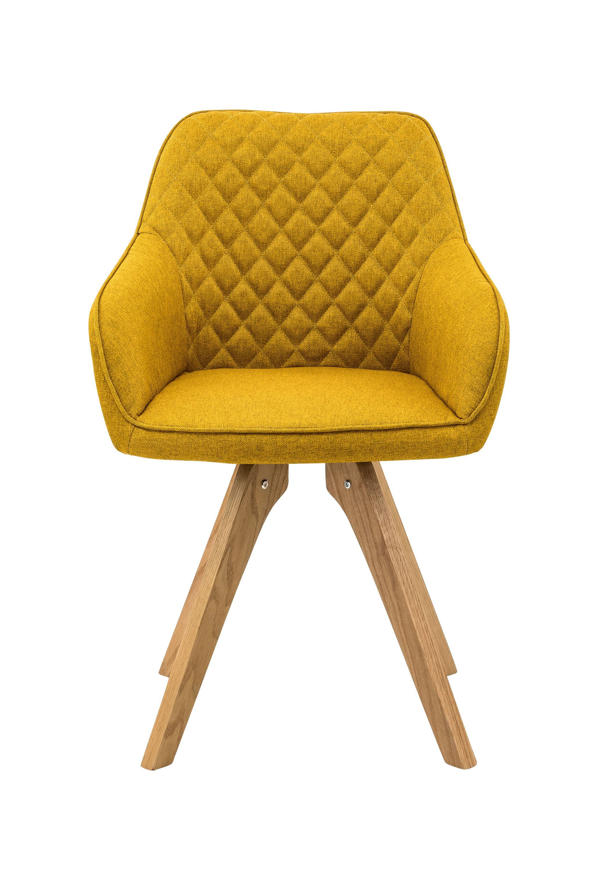dynamic24 Polsterstuhl Inari, Armlehnstuhl 2er Set curry-gelb Textil