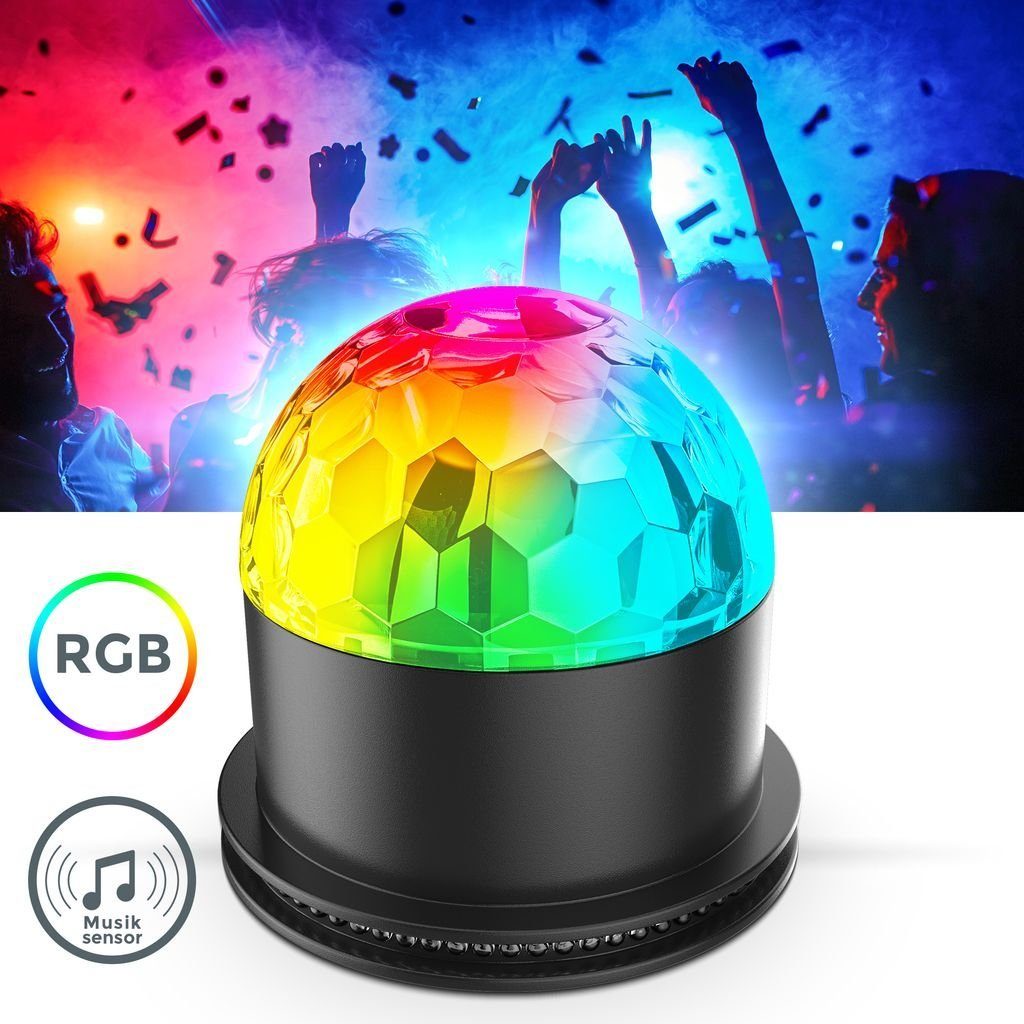B.K.Licht Tischleuchte LED Discolicht Partylicht Musiksensor rotierend - BKL1327, LED fest integriert, Farbwechsel Discokugel Partyleuchte RGB Tischlampe