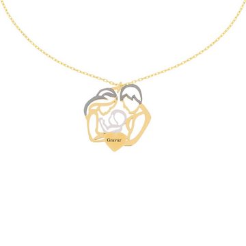 Stella-Jewellery Collier 585er Gelbgold Collierkette Mutter, Vater Kind (inkl. Etui), 585 Gelbgold 7 Plättchen