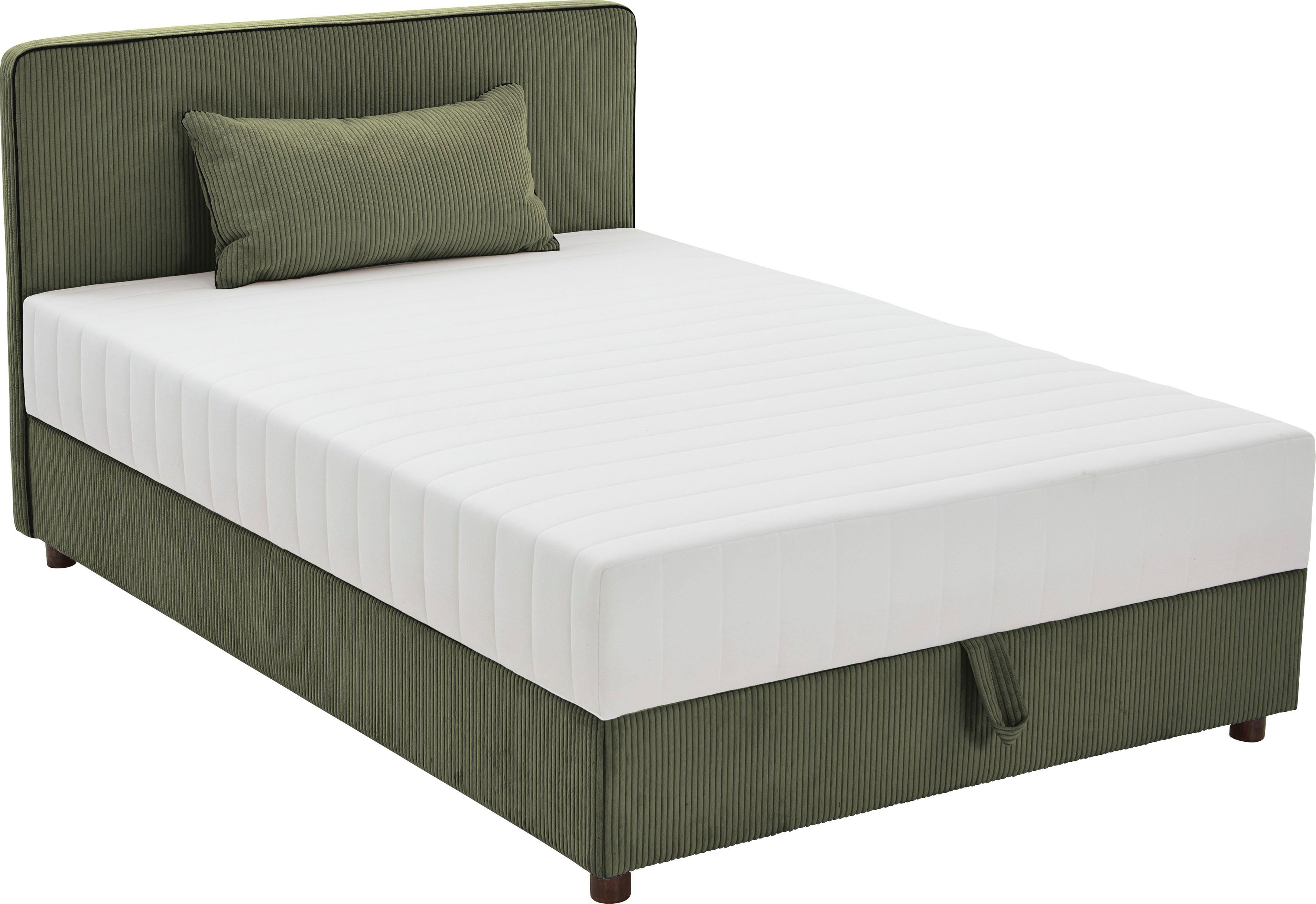 ATLANTIC home collection Bett Corinna, Boxbett inkl. Stauraum, Cord, erhältlich in unterschiedlichen Breiten