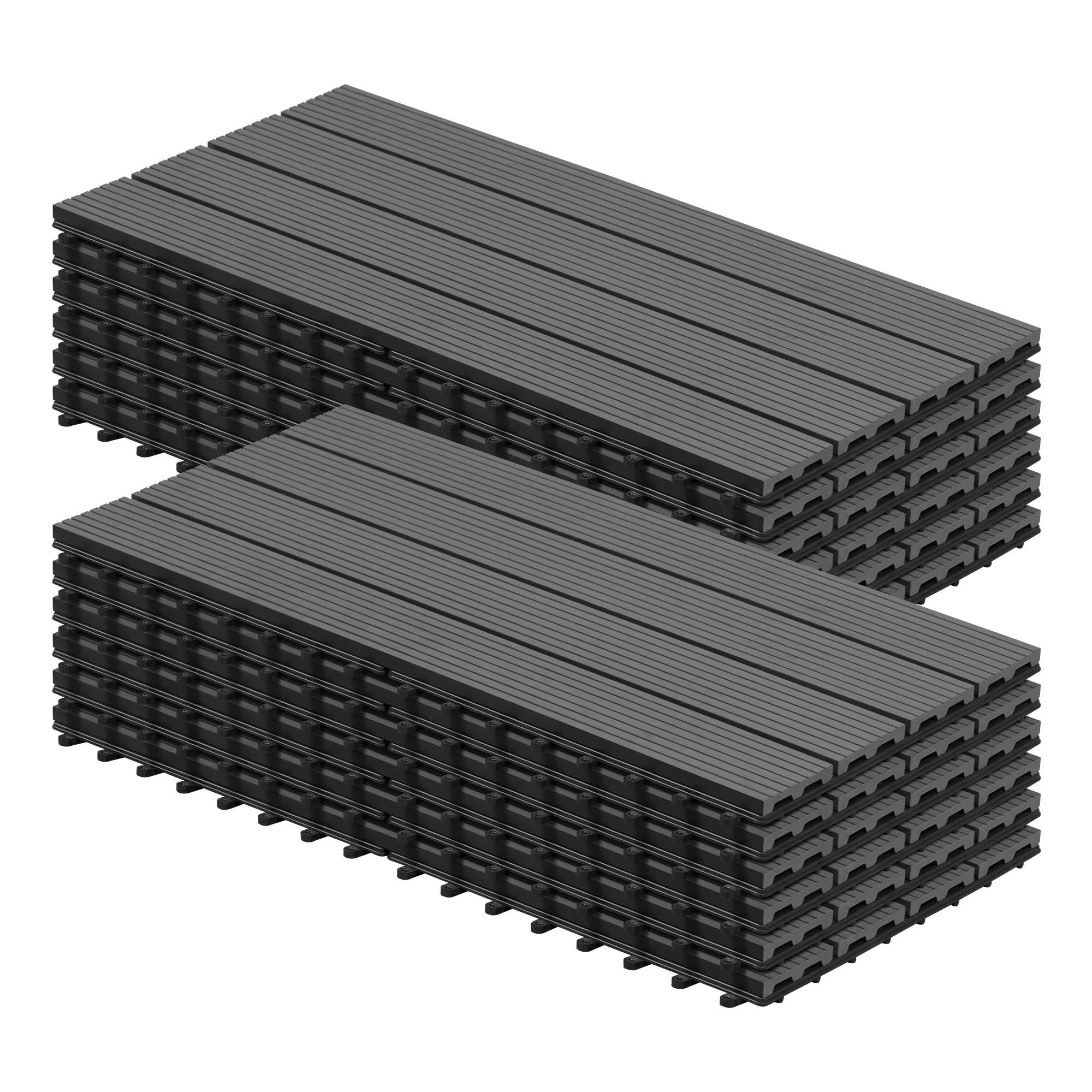 Woltu WPC-Fliesen, 12 St., Terrassendielen Holz-Optik 30x60cm mit klicksystem