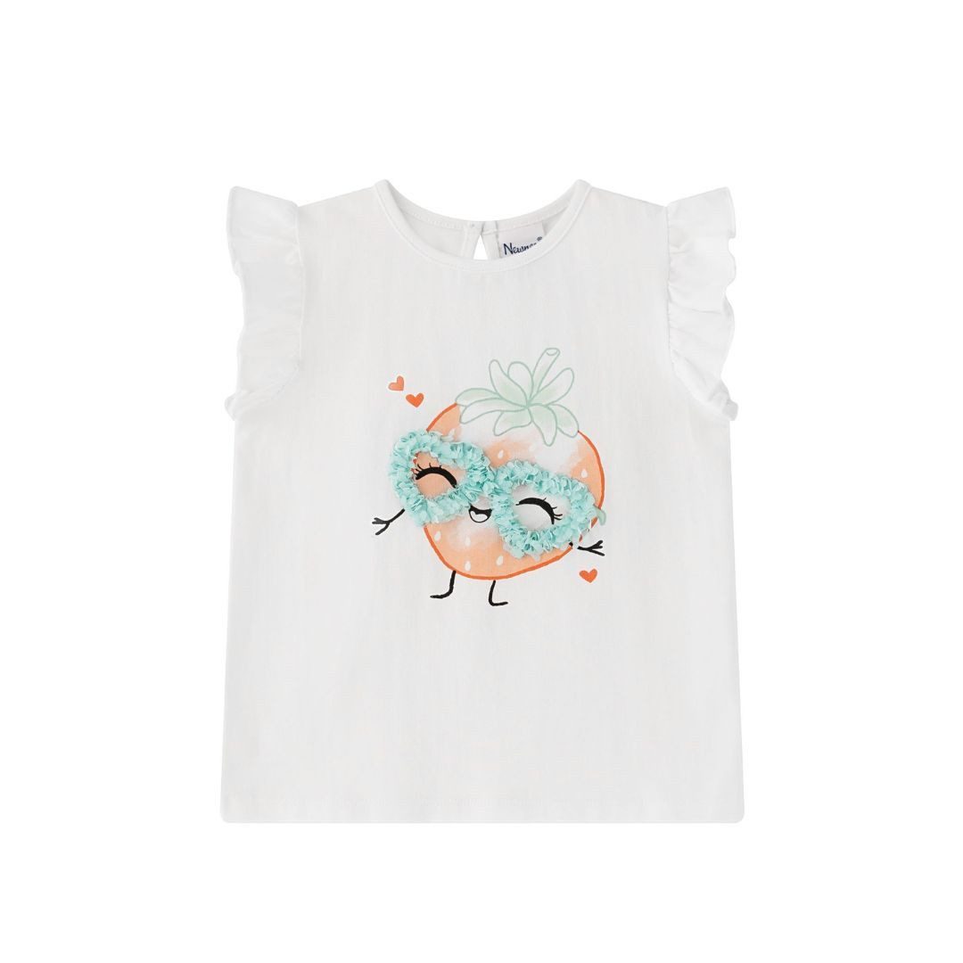 T-Shirt Baby Kurzarrmshirt Sommershirt mit Rüschen und Erdbeere