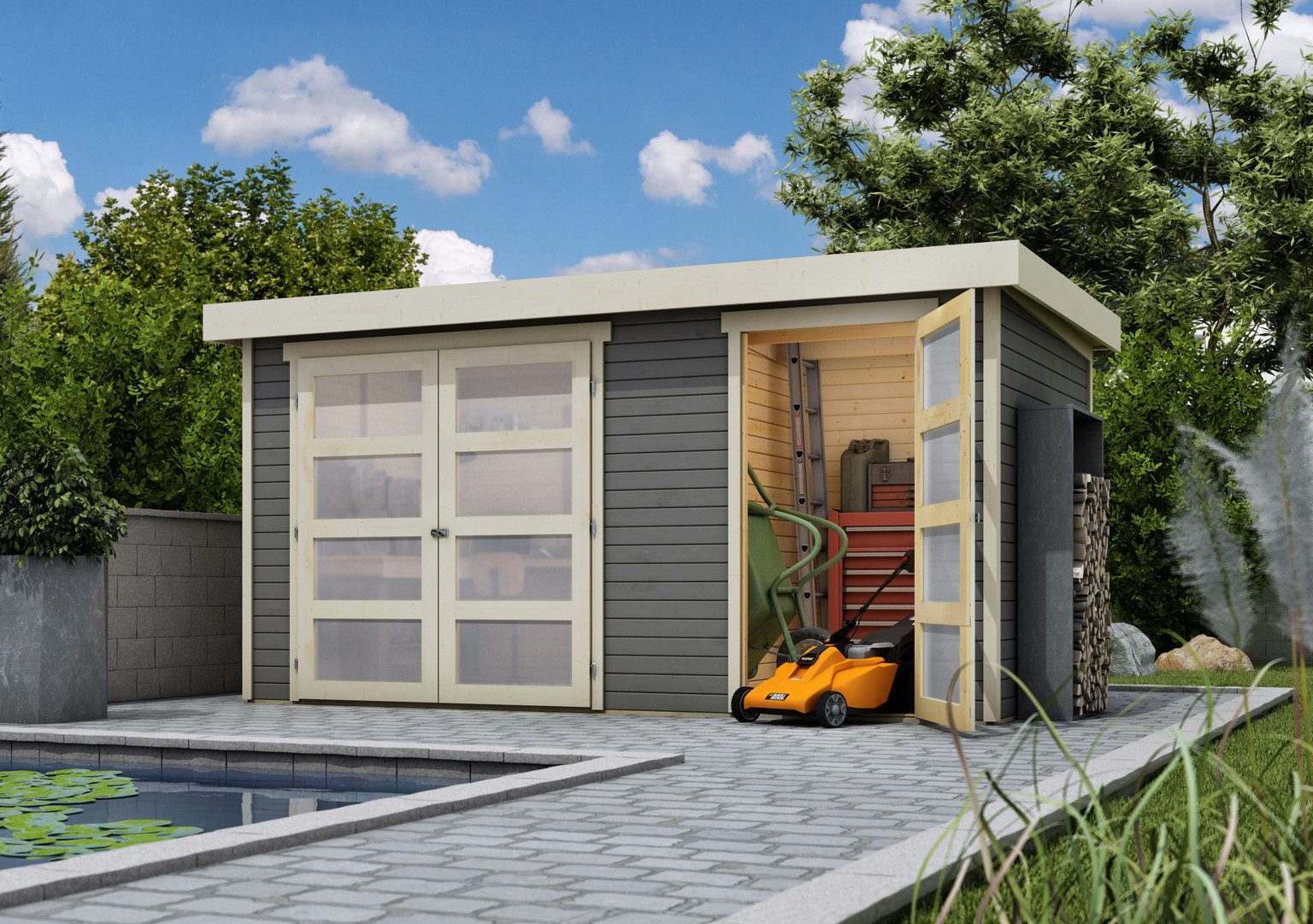 HORI Gartenhaus HORI Gartenhaus Saltum, 19 mm, 428 × 238 x 211 cm, terragrau