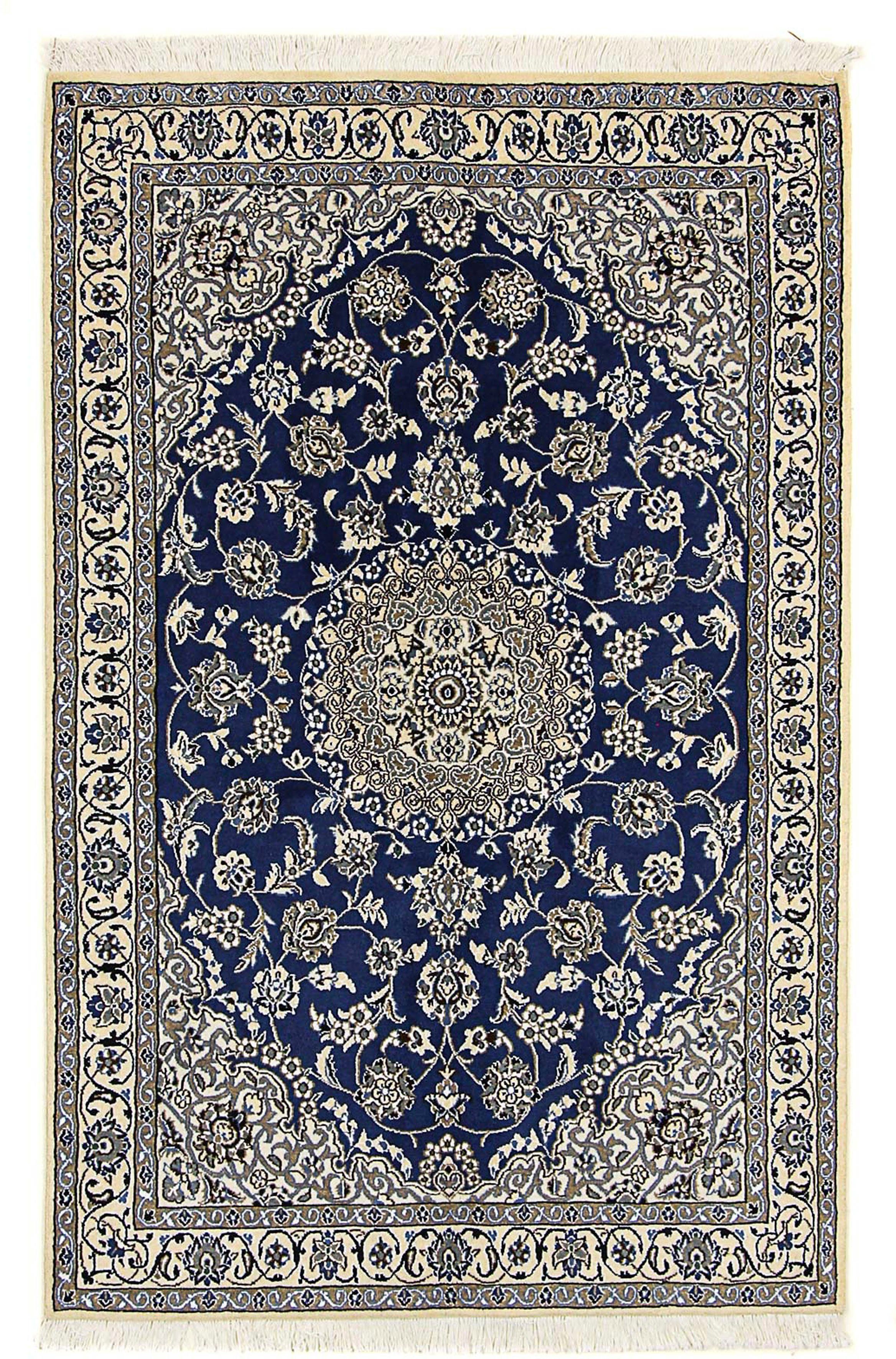 Royal Perser Zertifikat dunkelblau, cm 179 Nain x Höhe: Einzelstück 117 10 - Handgeknüpft, mit - morgenland, mm, Orientteppich - Wohnzimmer, rechteckig, -