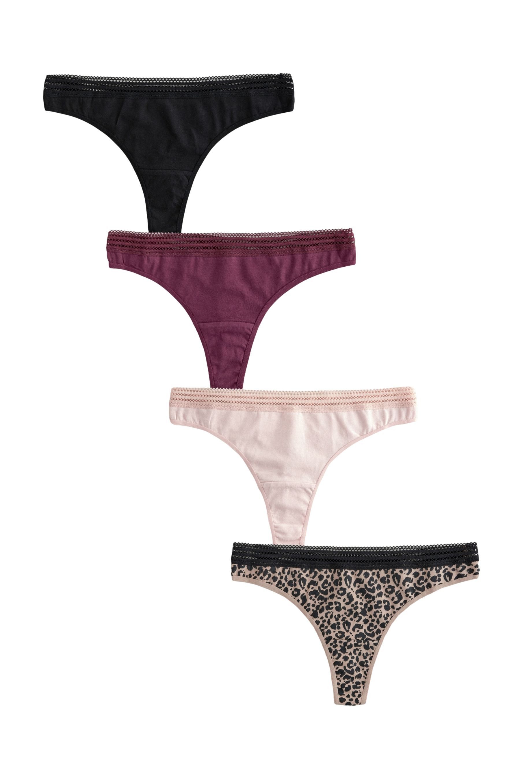 String 4er-Pack Geo-Slips mit Spitze - Tangaslip