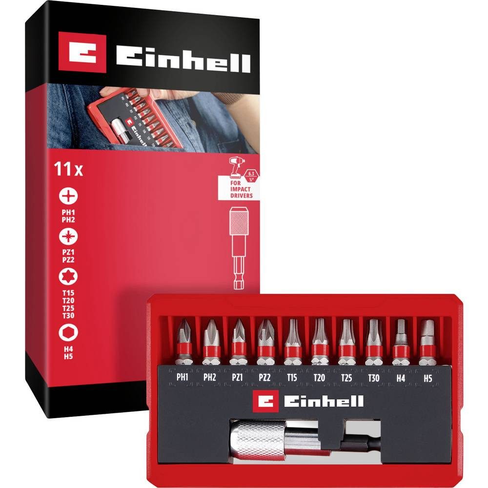 Einhell Bit-Set Bit Taschenbox 11tlg Bit-Set PH, PZ, Innen-Sechskant, TX inkl., inkl. Bithalter