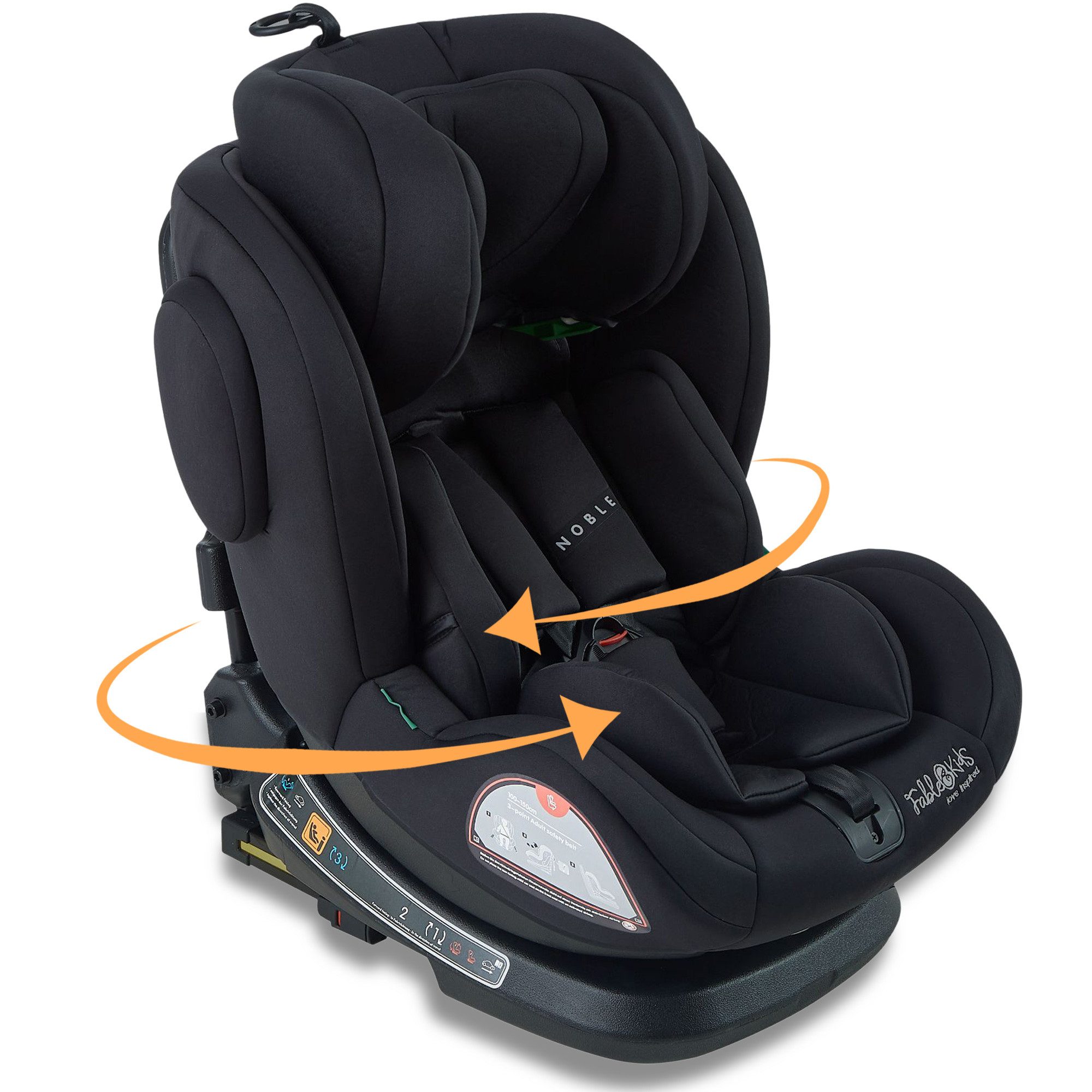 FableKids Autokindersitz Autositz Kinderautositz 360° drehbar Isofix 40 -150 cm ECE R129/03, ab: 0 Monate, bis: 5 Jahre, (Schwarz)