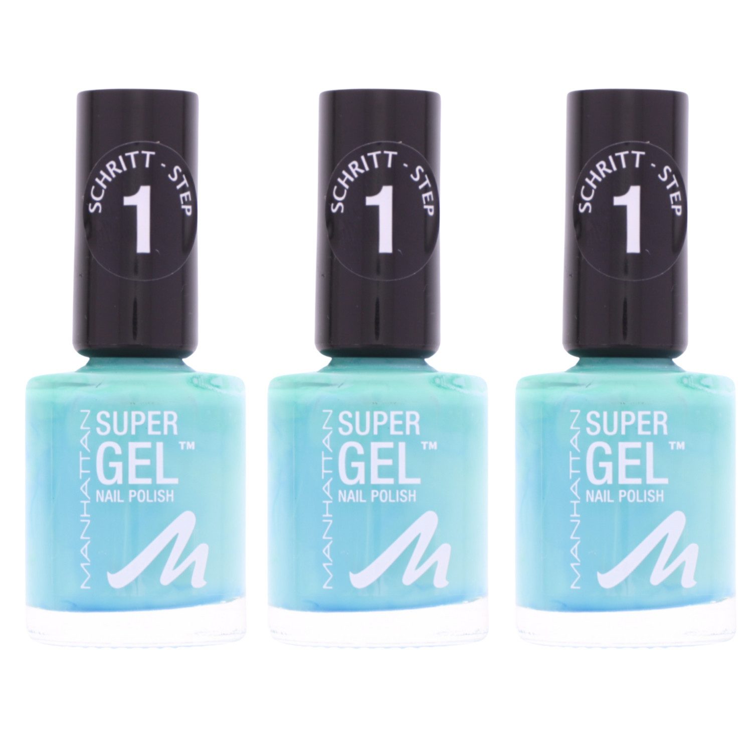 MANHATTAN Gel-Nagellack 3 x Manhattan Super Gel Nagellack 098 Never Blue With You je 12ml Gel