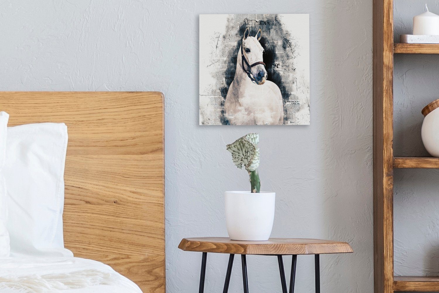 OneMillionCanvasses® Leinwandbild Pferd - Zaumzeug (1 - St), - Mädchen, Bilder - Kinder Schlafzimmer für Zeitung Wohnzimmer Leinwand - Mädchen