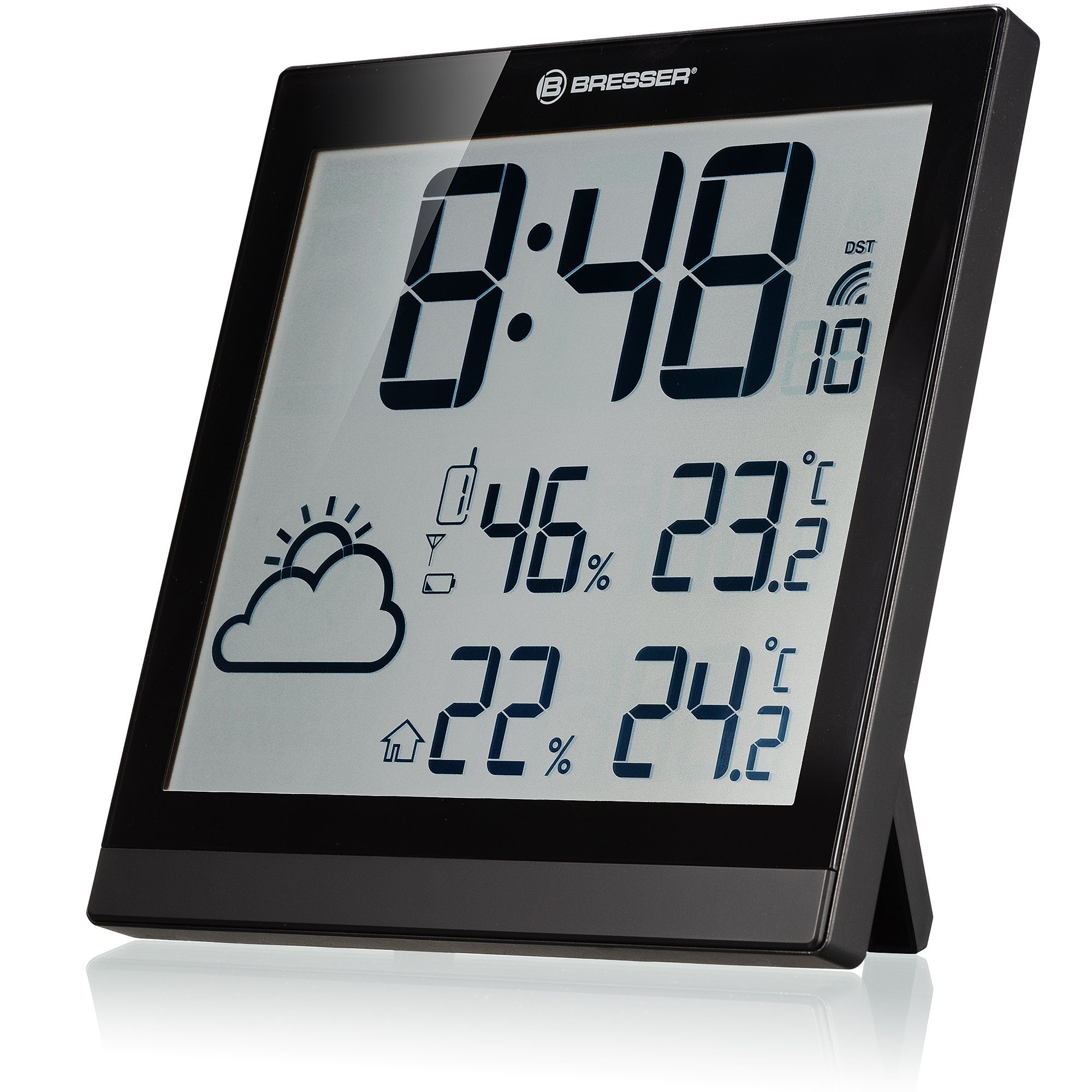 BRESSER Wanduhr Funk LCD Wetter-Wanduhr ClimaTemp JC - schwarz