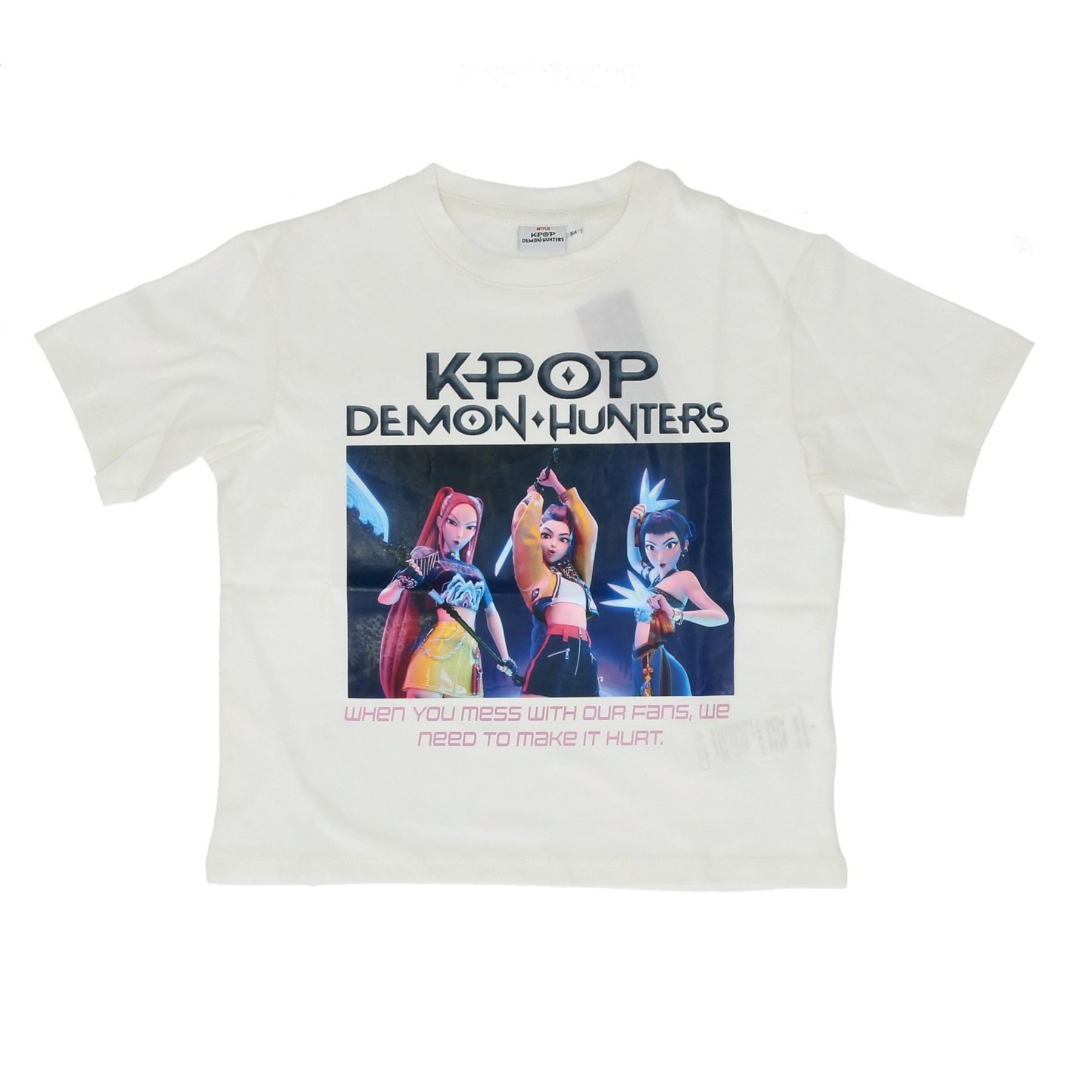 K-Pop Demon Hunters T-Shirt Kinder Shirt Weiß aus Baumwolle mit großem Motivprint Größe (1-tlg)