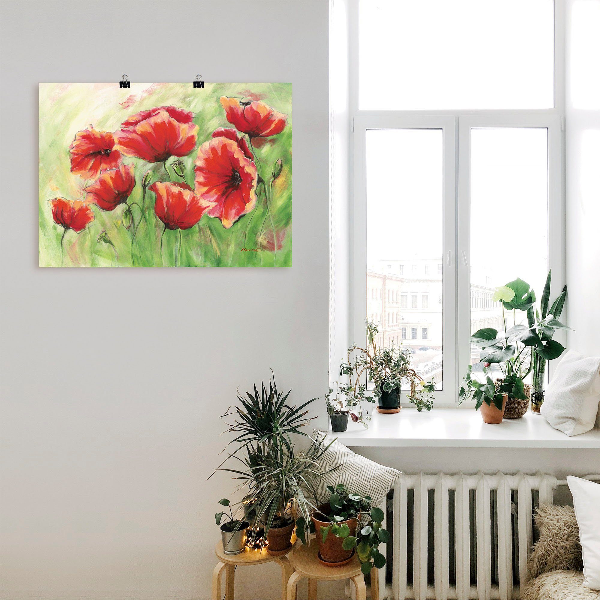 (1 Rote Poster St), Wandaufkleber versch. oder als Größen in Mohnblumen Wandbild Artland Blumen Leinwandbild, Alubild, II,