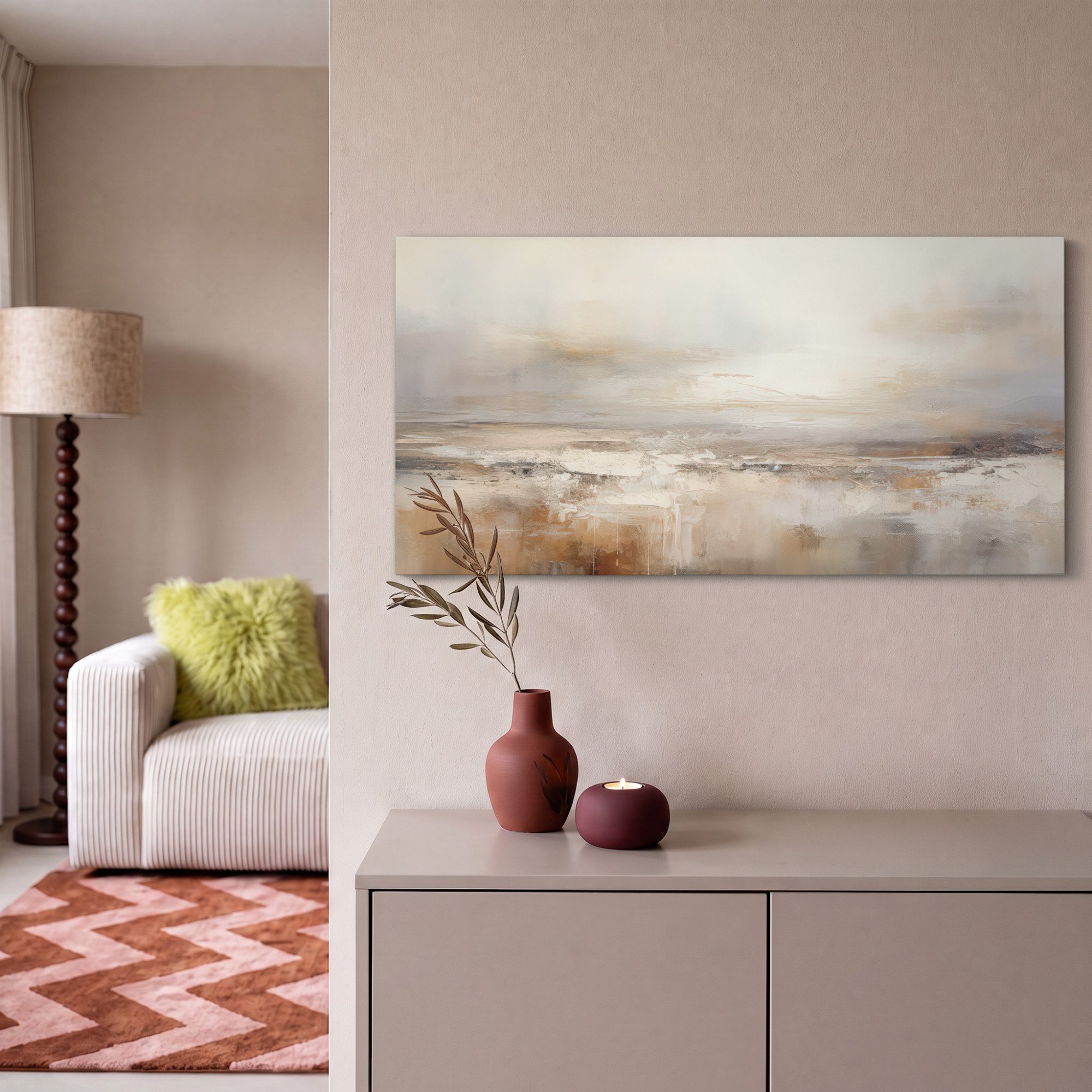 OneMillionCanvasses® Leinwandbild Panorama Kunst - Industriell - Grau - Braun - Abstrakt, Fotodruck (1 St), Schlafzimmer Deko Aesthetic, Bilder über Bett, 40x20 – Bild 2 von 5