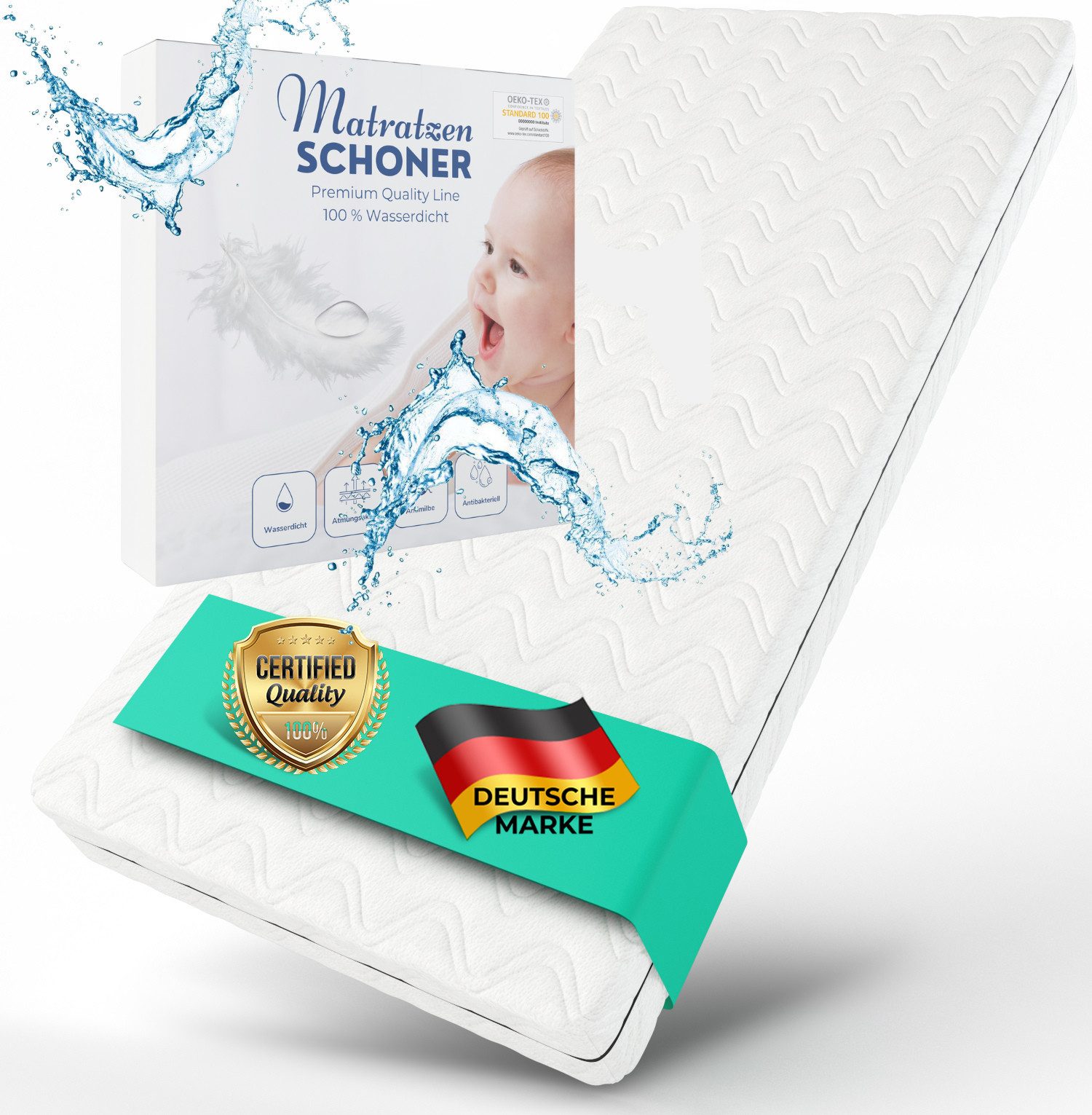 Kindermatratze COZY inkl. Матрасыschoner bis 30 cm Höhe, Alavya Home®, 10 cm hoch, (Set, 1X Wasserdicht matratzenschoner), mit waschbarem Bezug CertiPUR zertifizierter Härtegrad H2 Matratze