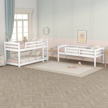 Ulife Bettgestell Kinderbett, Single-Size-Holz-Dreier-Etagenbett, 90X200cm