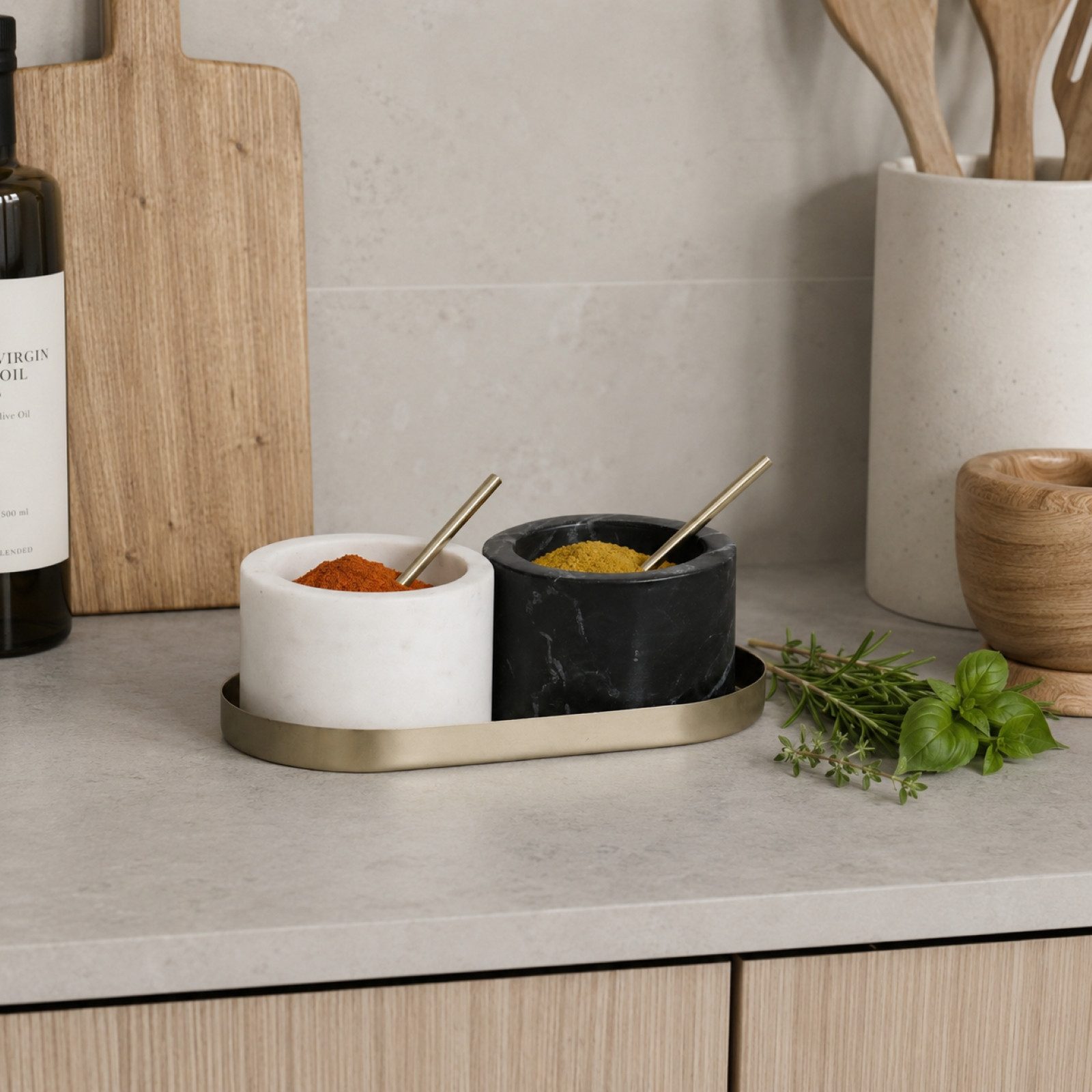 houseproud Servierschale Dual Servier Set mit Servierlöffel und Tablett