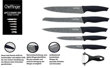 KESSMANN Pfannen-Set Induktion Pfannen 20cm 24cm 28cm mit Zubehör 6tlg + Messerset 6tlg, Aluminium (Set, 12-tlg., Inkl. 1 Pfannenwender + 1 Kork-Untersetzer + 1 Holzlöffel Antihaft), Pfannenset alle Herdarten Induktionsherd Messerblock Küchen Messer